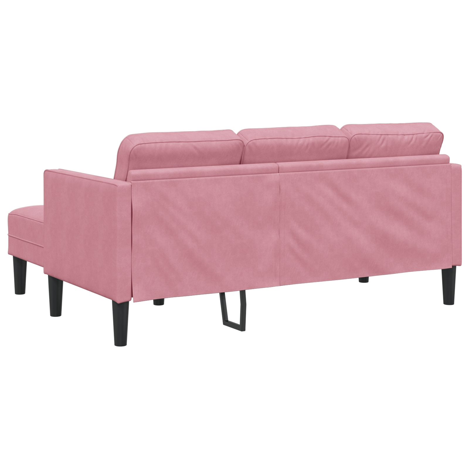 3-Seater Sofa with Chaise L-shaped Light Pink 160 cm Velvet - Image 6