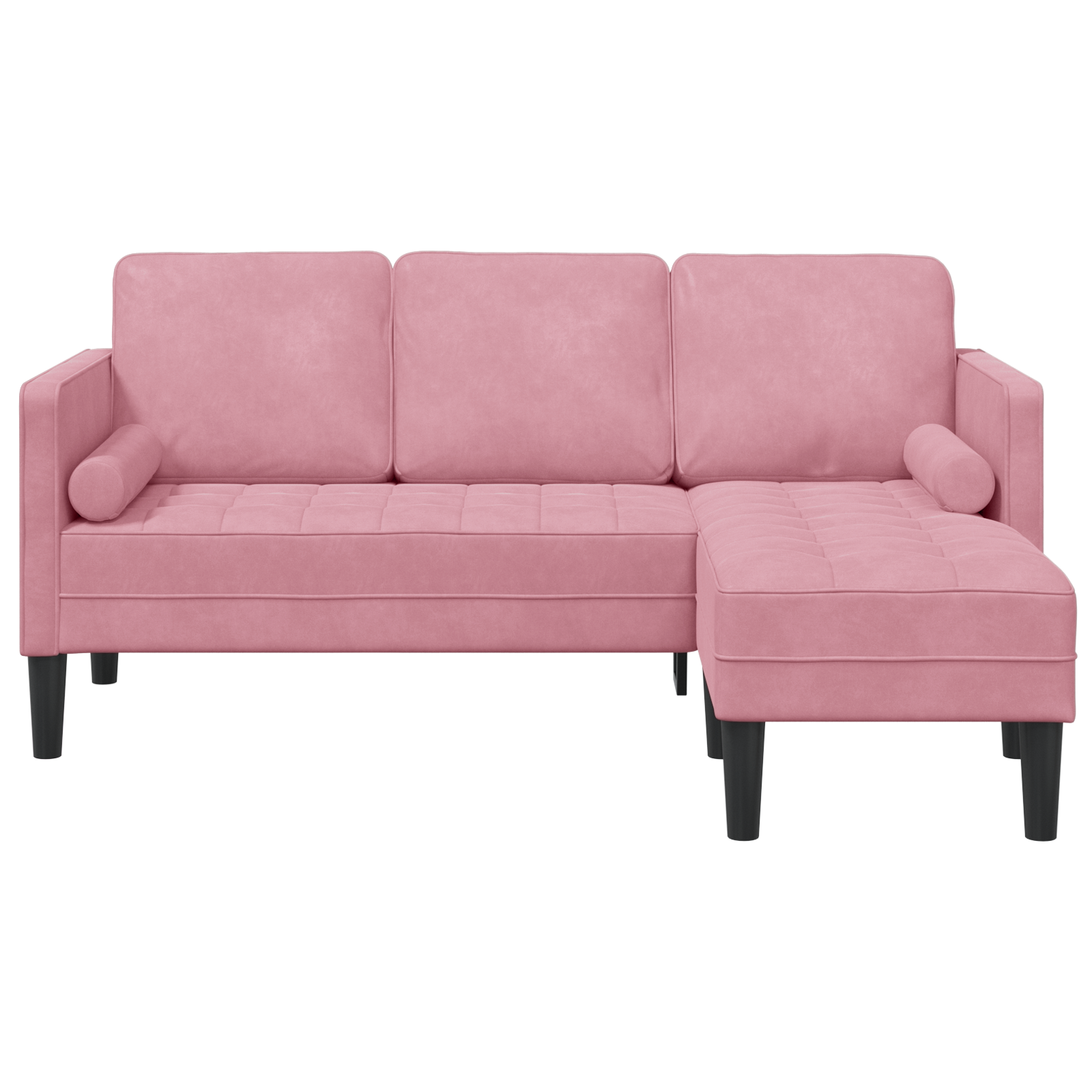 3-Seater Sofa with Chaise L-shaped Light Pink 160 cm Velvet - Image 4
