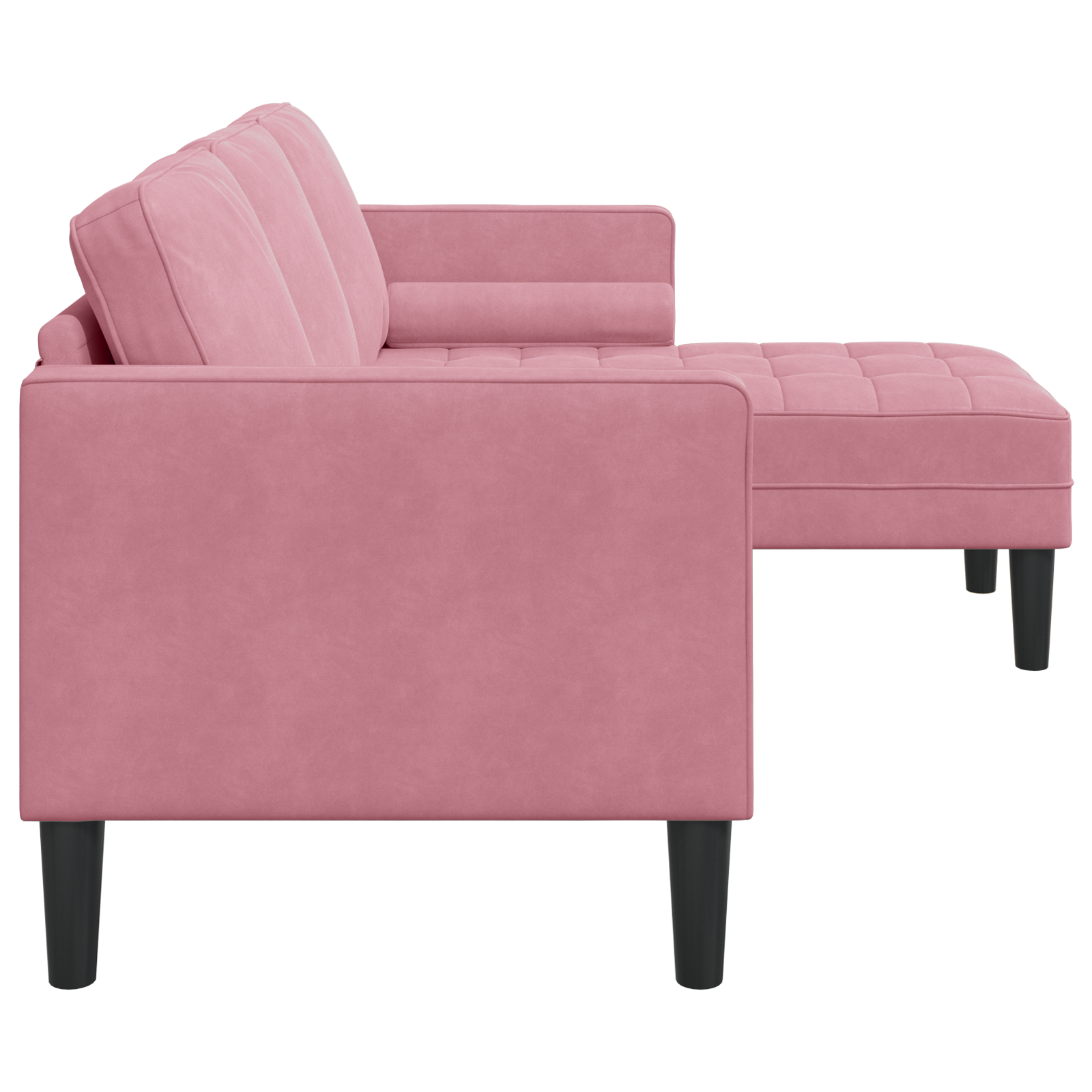 3-Seater Sofa with Chaise L-shaped Light Pink 160 cm Velvet - Image 5