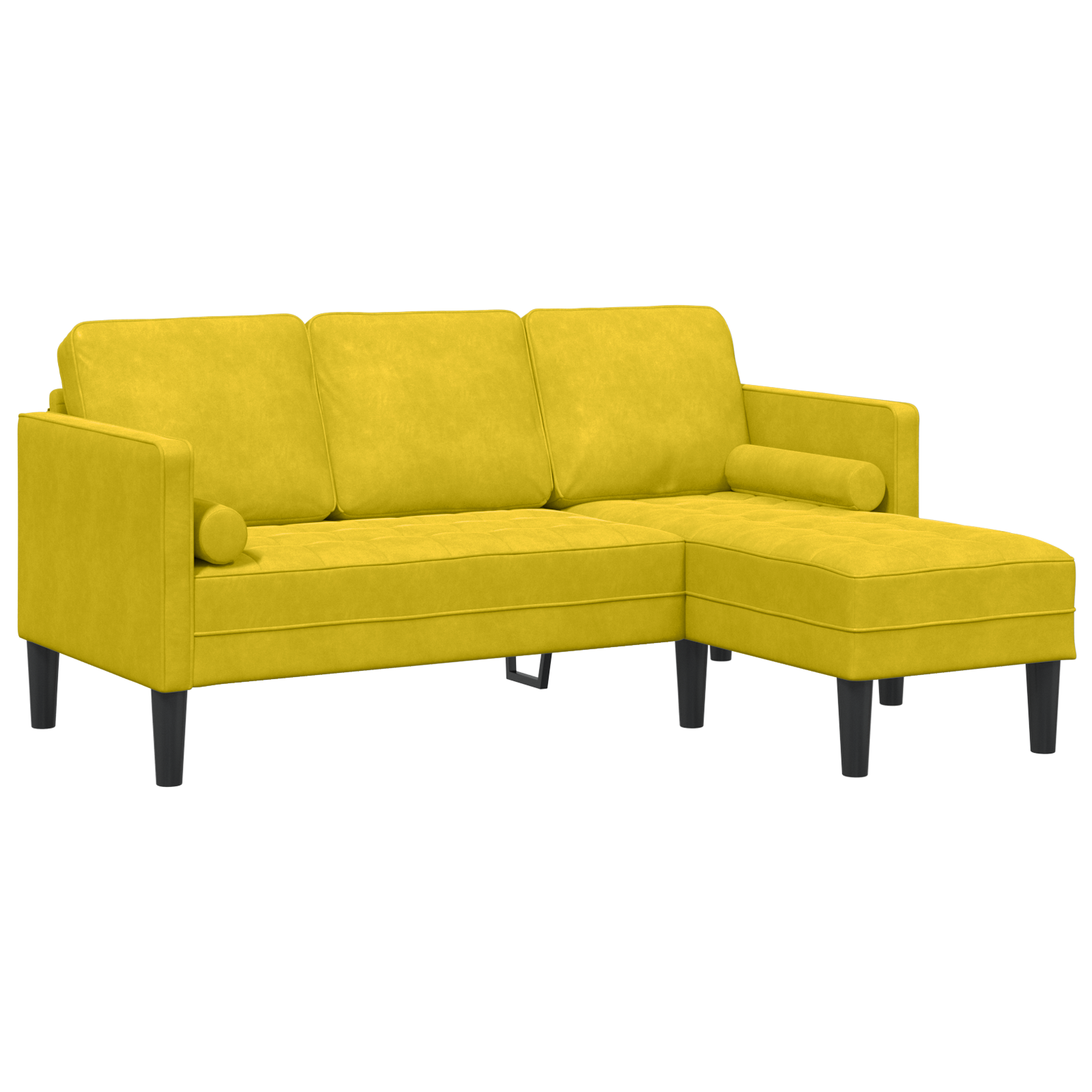 L-shaped Sofa Yellow 173x131x67 cm Velvet - Image 2