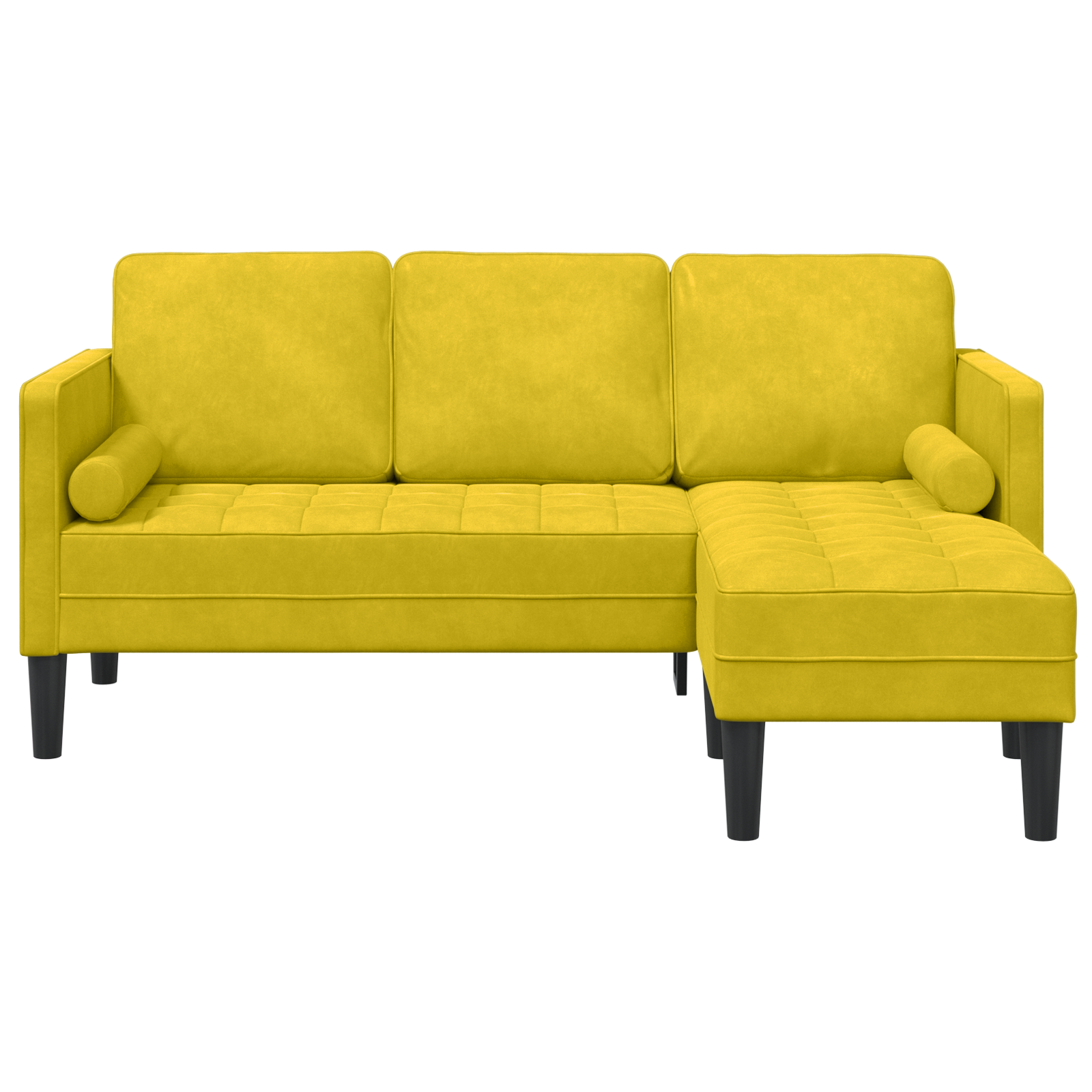 L-shaped Sofa Yellow 173x131x67 cm Velvet - Image 4
