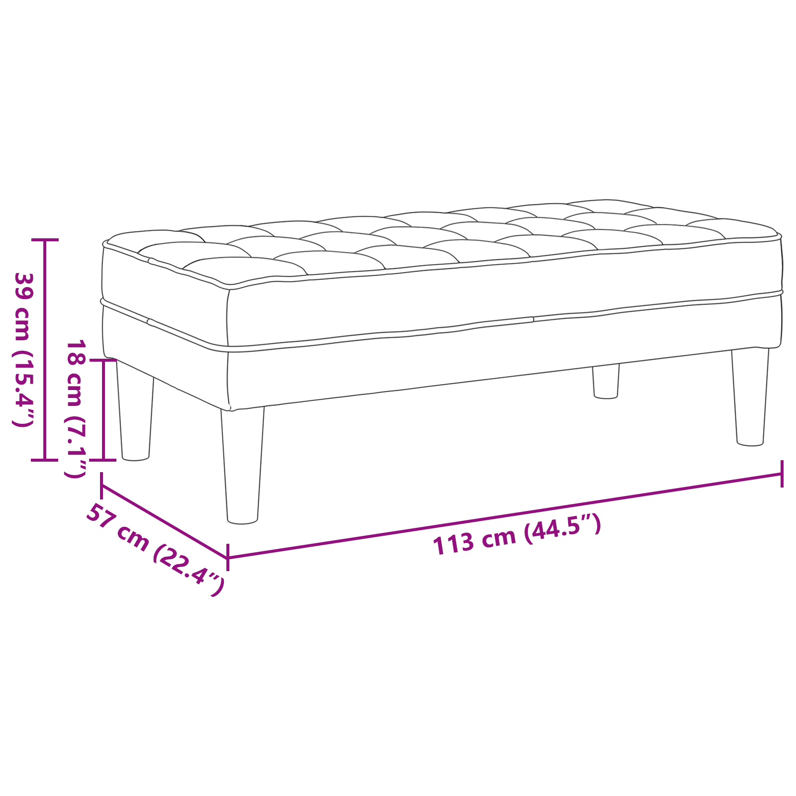 Bench Linen 113x57x39 cm - Image 8