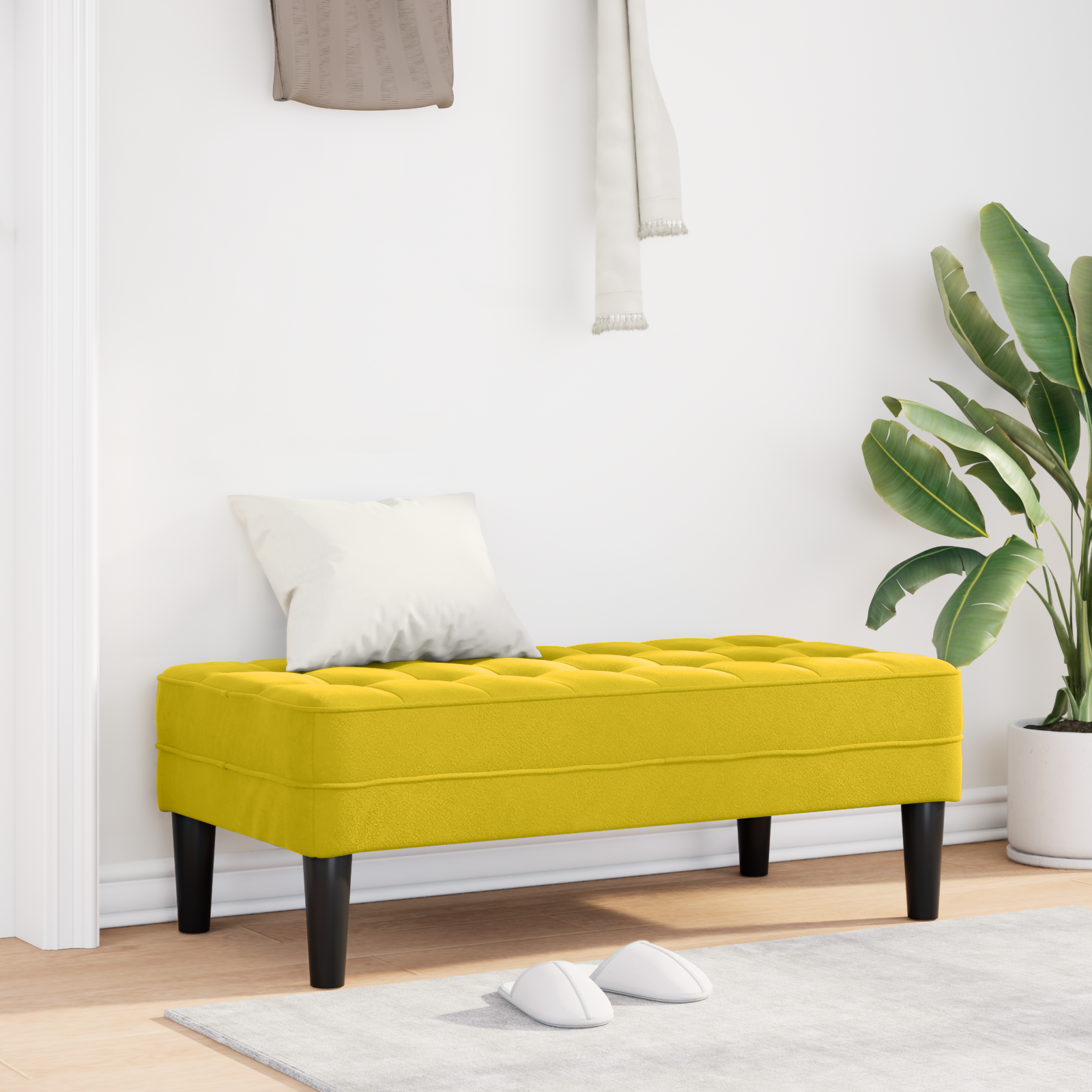 Suolas Geltonas 113x57x39 cm Aksomas