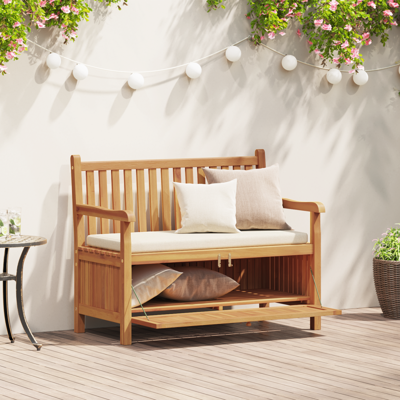 Tuinkast Bank Bruin 228 x 60 x 90 cm Massief teakhout