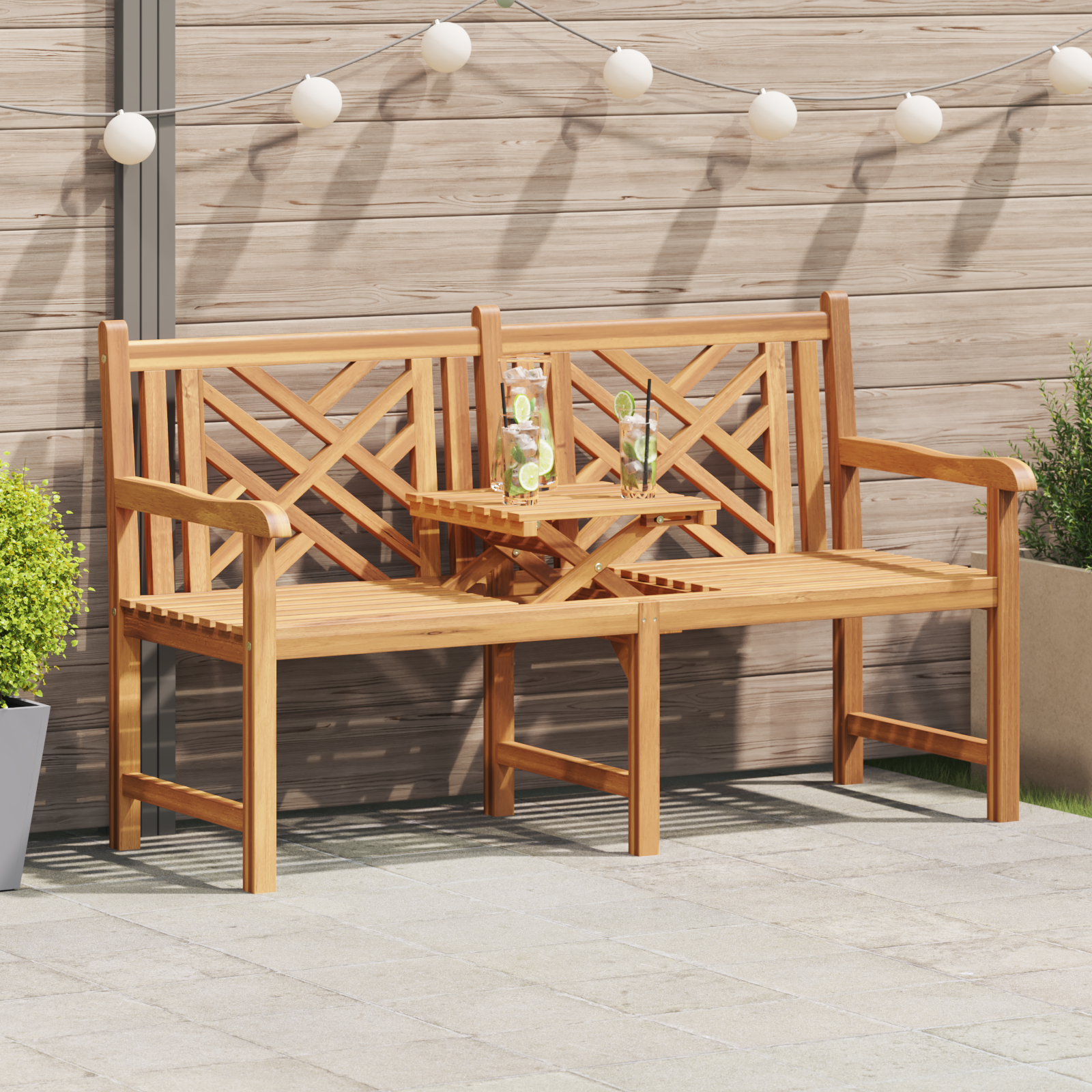 Bank Bruin 150 x 60 x 90 cm Massief Teakhout - Afbeelding 3
