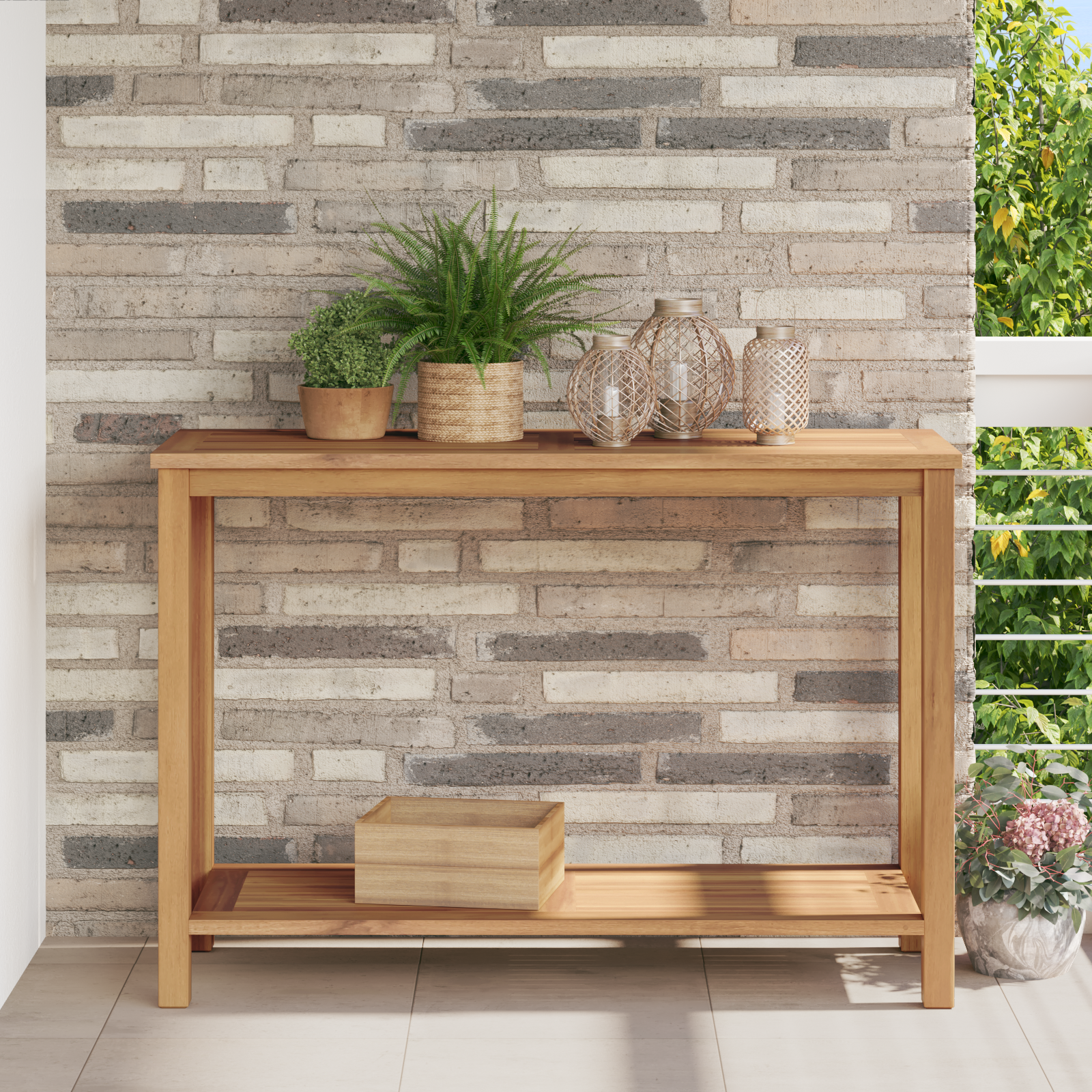 vidaXL Masă de cafea cu raft Maro 110 x 40 x 45 cm Lemn masiv de tec
