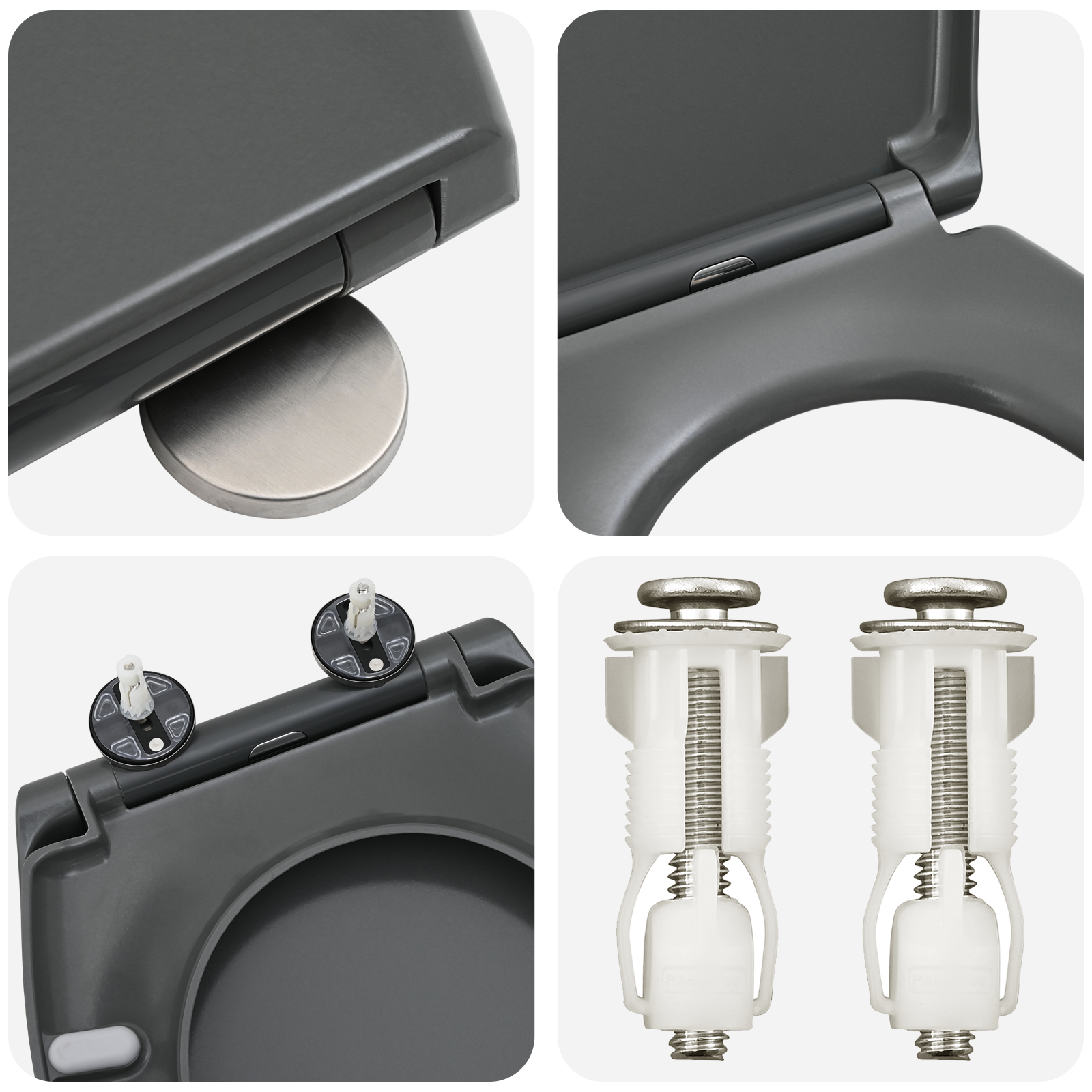 Quick Release Toilet Seat with Soft Close Duroplast Anthracite - Image 9