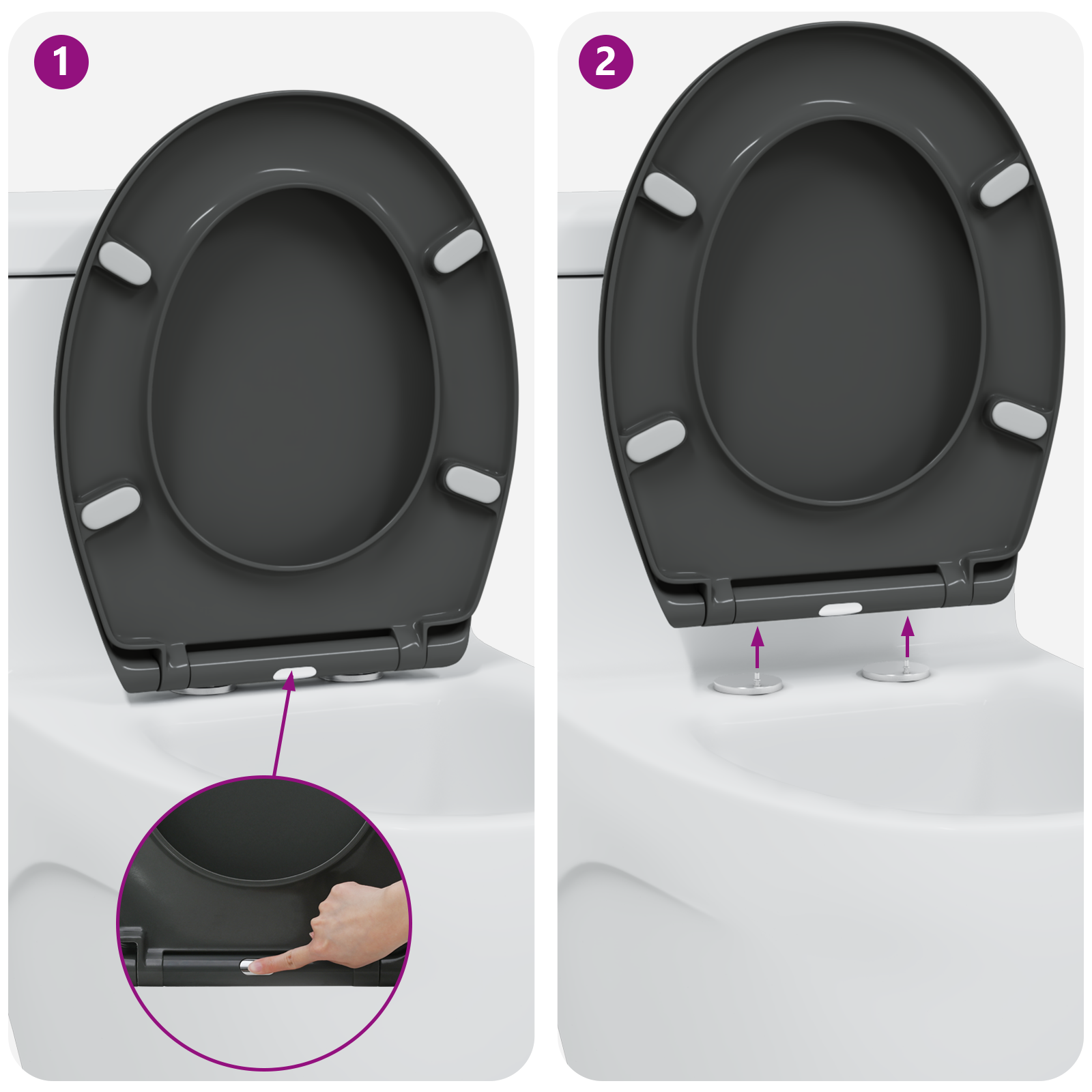 Quick Release Toilet Seat with Soft Close Duroplast Anthracite - Image 11