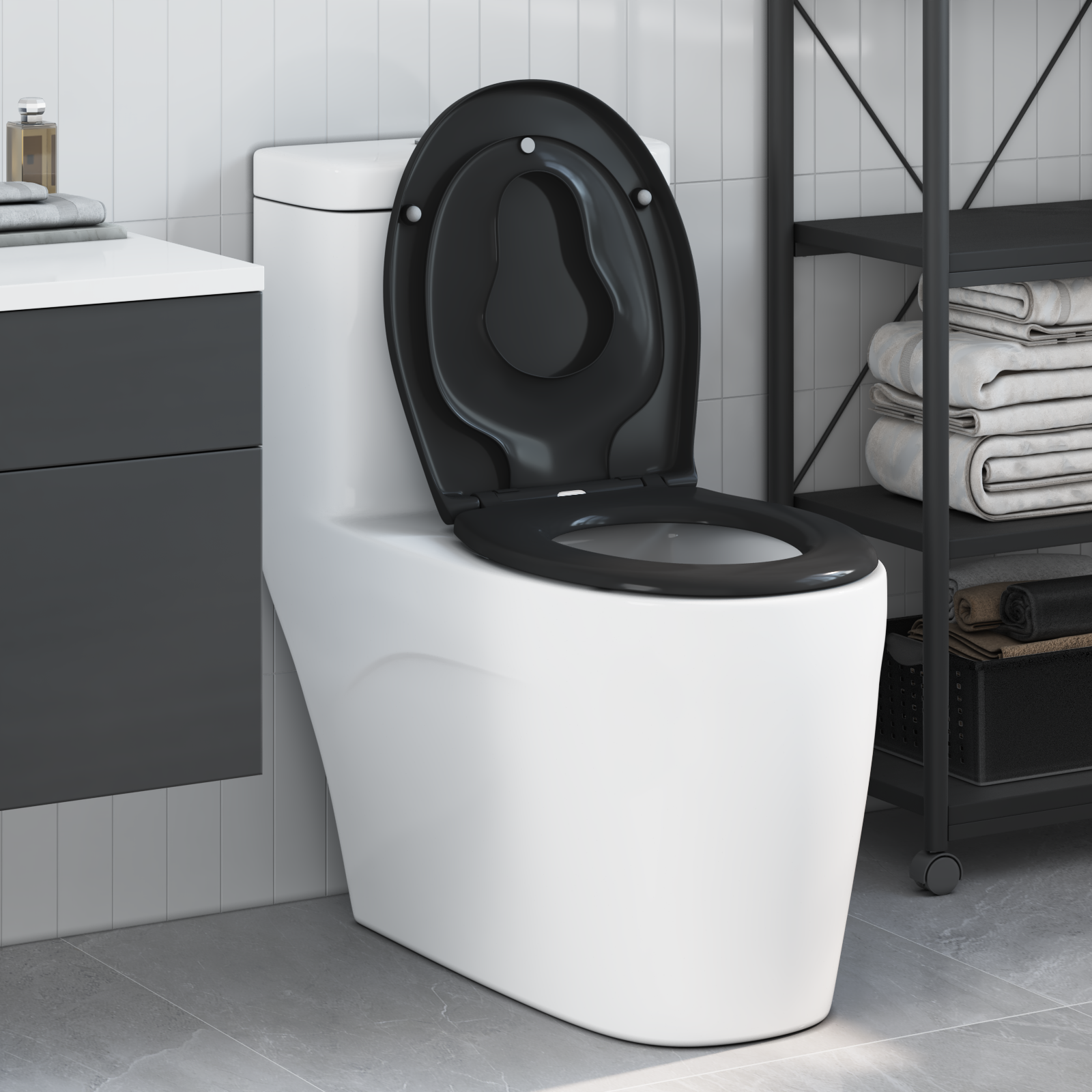 Family Toilet Seat with Child Seat Quick Release Duroplast