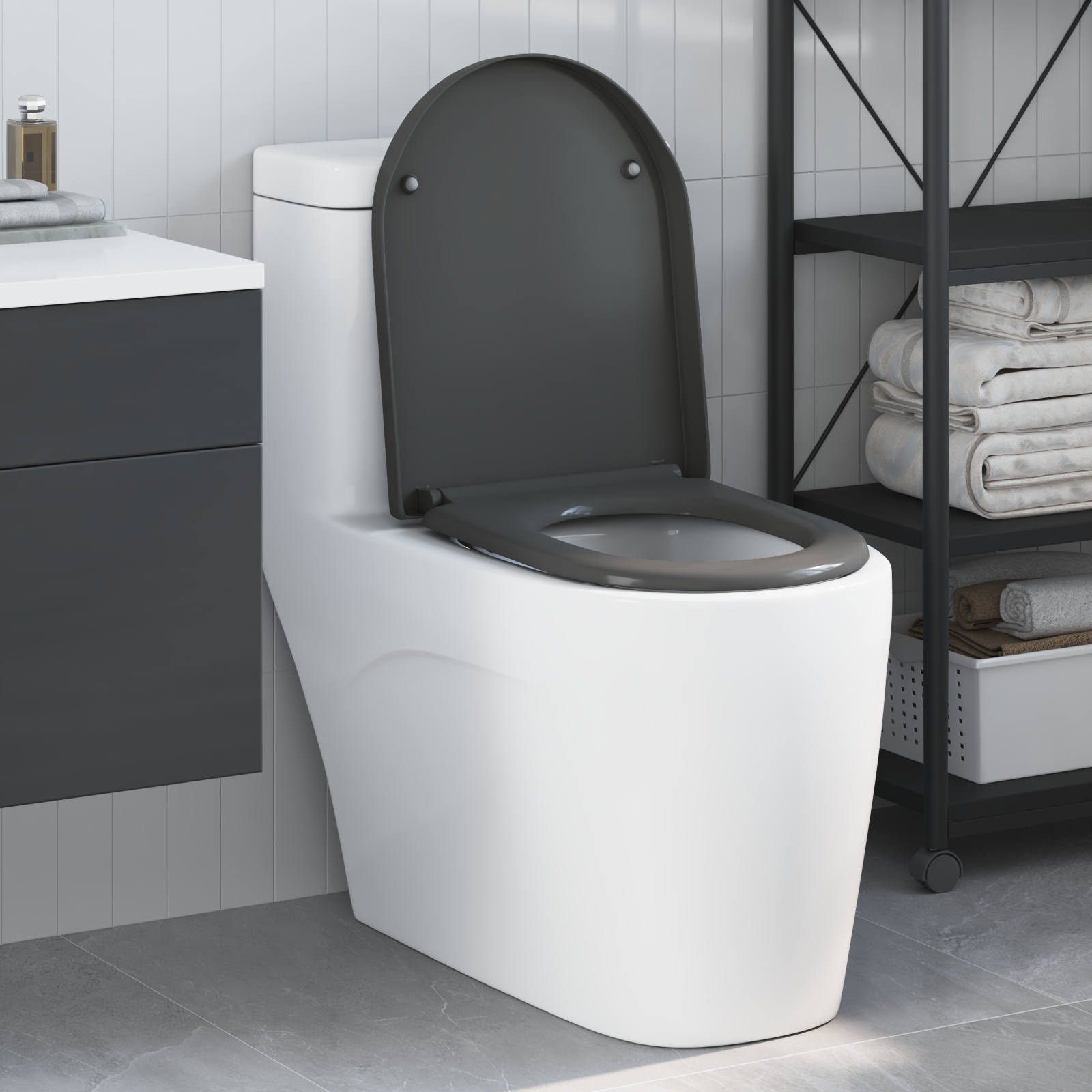 Quick Release Toilet Seat with Soft Close Duroplast Anthracite