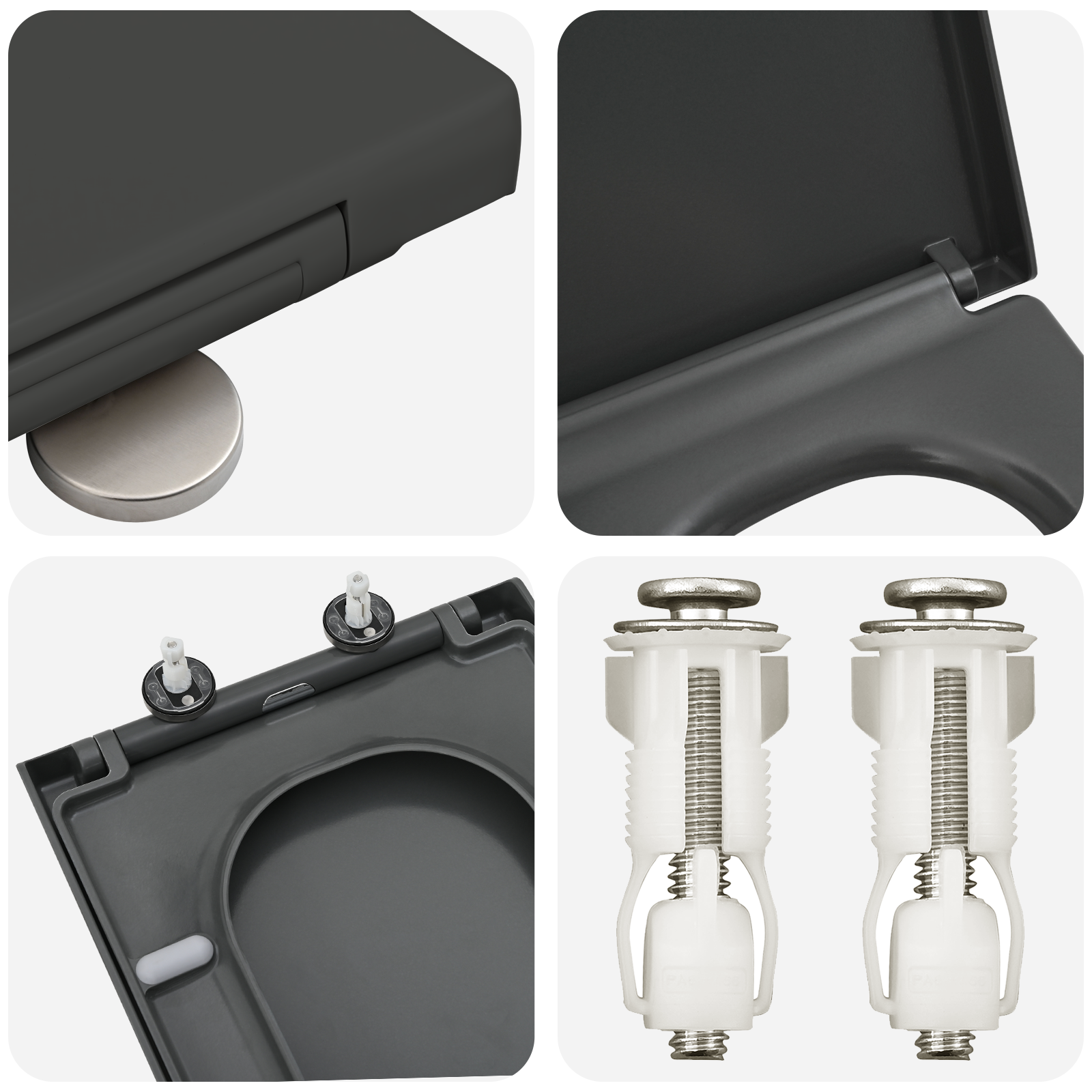 Quick Release Toilet Seat with Soft Close Duroplast Anthracite - Image 8