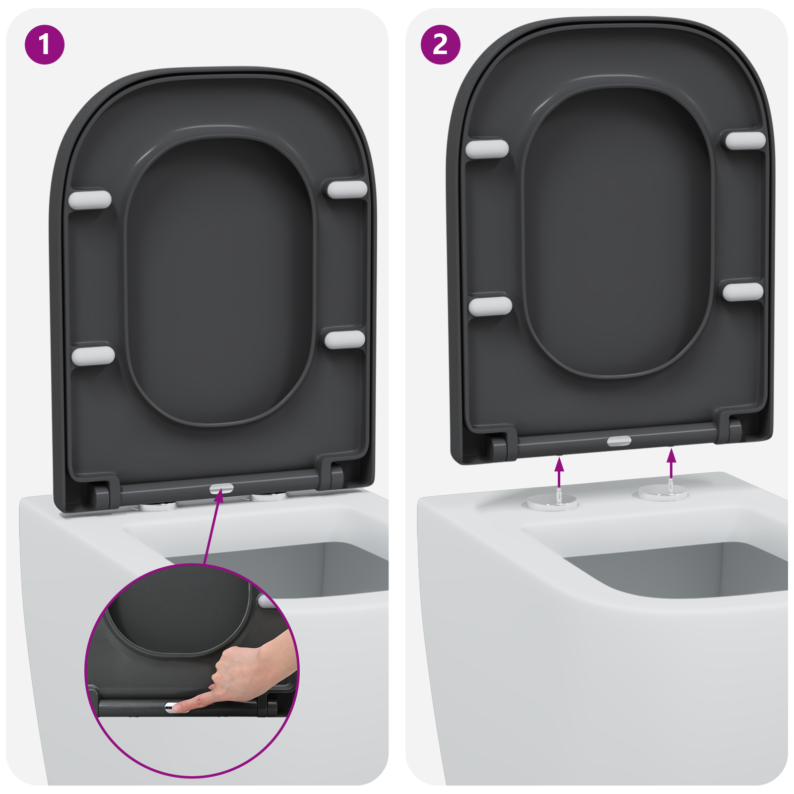Quick Release Toilet Seat with Soft Close Duroplast Anthracite - Image 11