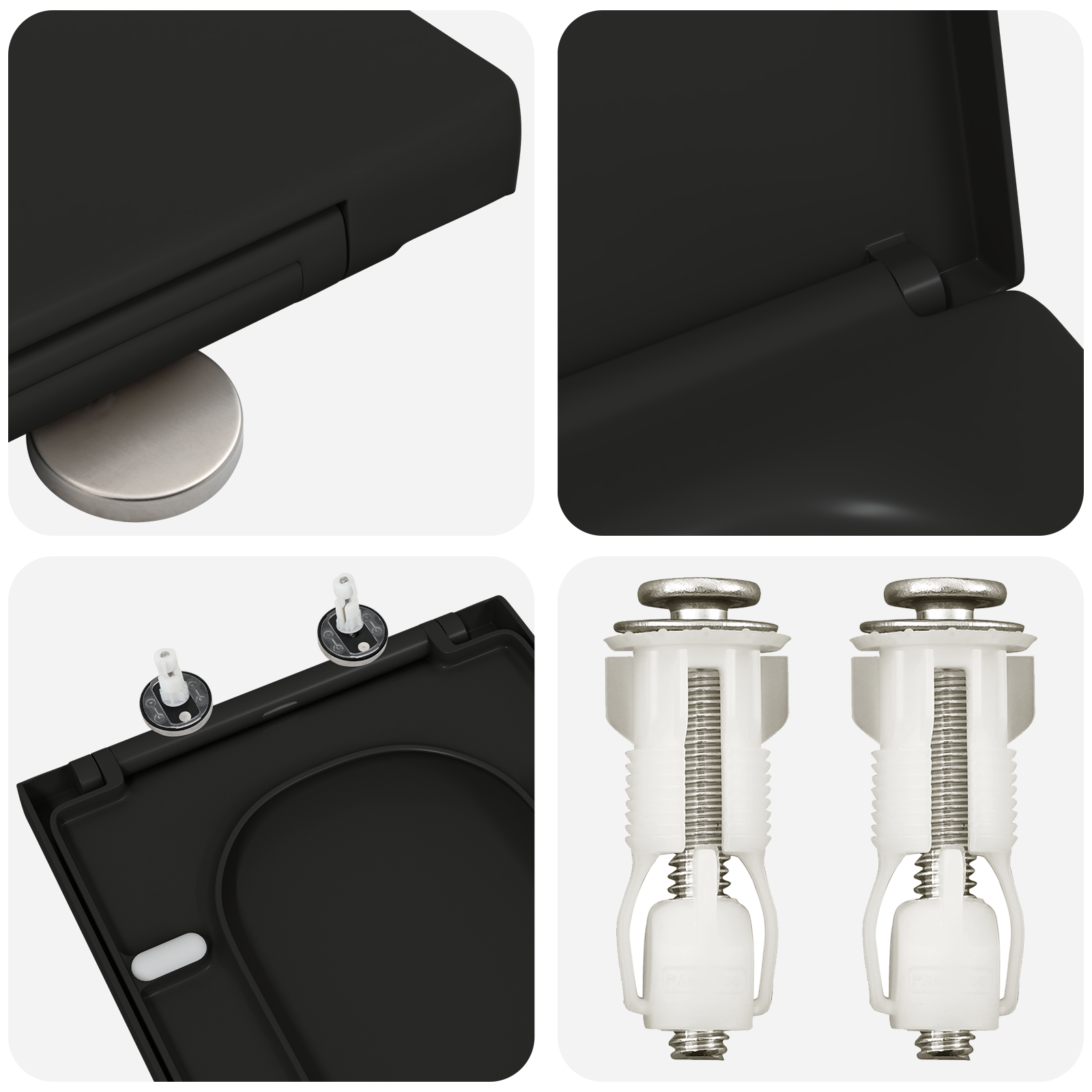 Quick Release Toilet Seat with Soft Close Duroplast Black - Image 8