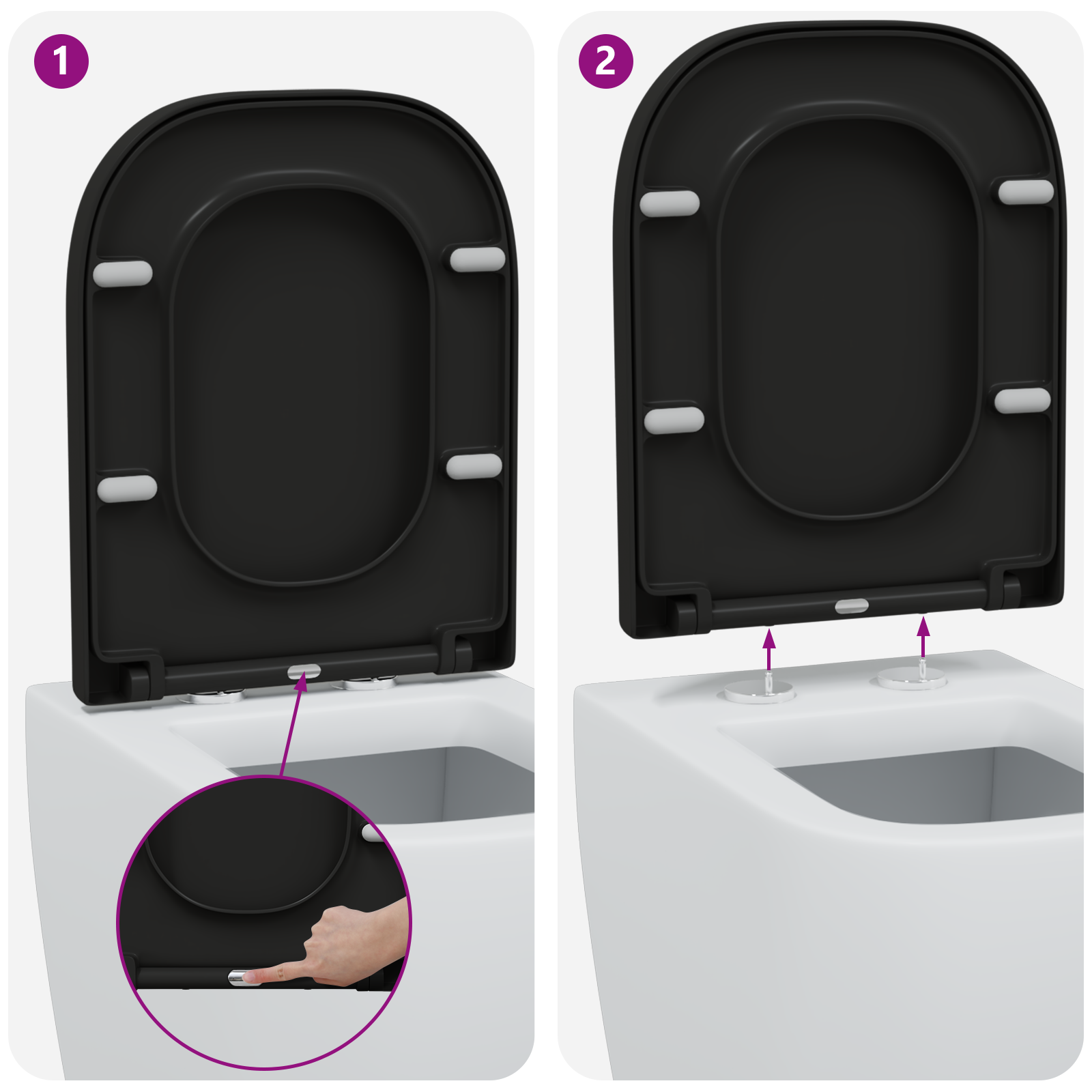 Quick Release Toilet Seat with Soft Close Duroplast Black - Image 11