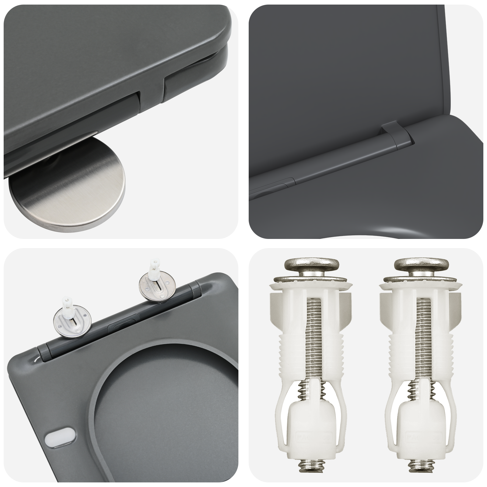 Quick Release Toilet Seat with Soft Close Duroplast - Anthracite - Image 9
