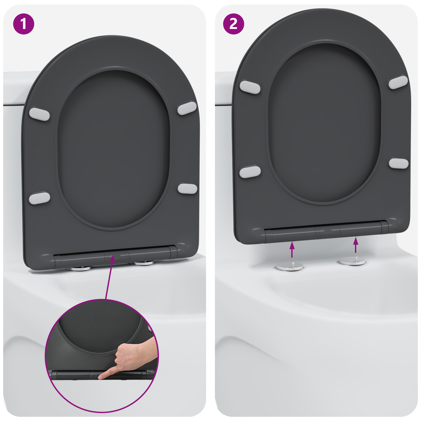 Quick Release Toilet Seat with Soft Close Duroplast - Anthracite - Image 11