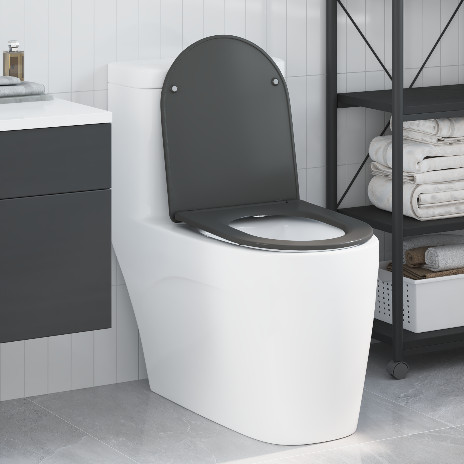 Quick Release Toilet Seat with Soft Close Duroplast - Anthracite