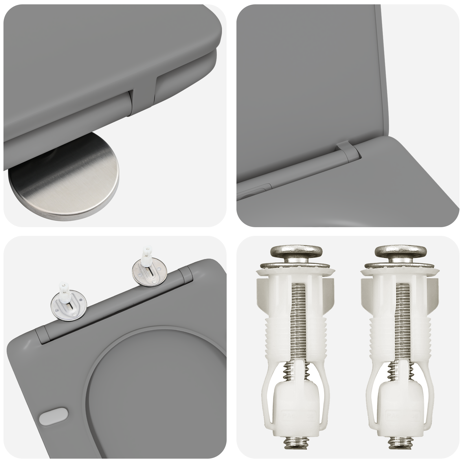 Quick Release Toilet Seat with Soft Close Duroplast Grey - Image 9