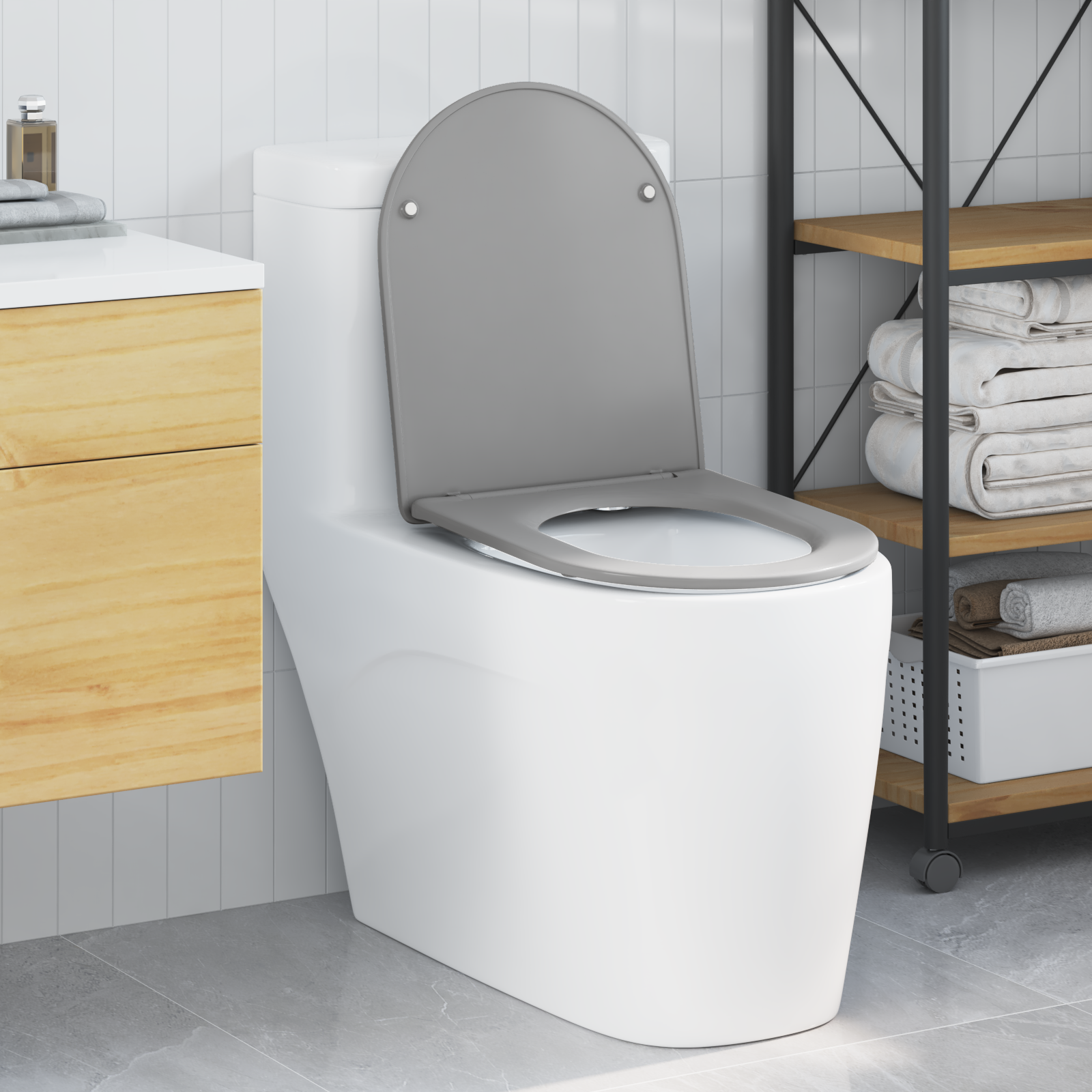 Thumbnail - vidaXL Toilettensitz Quick Release Absenkautomatik Duroplast Grau