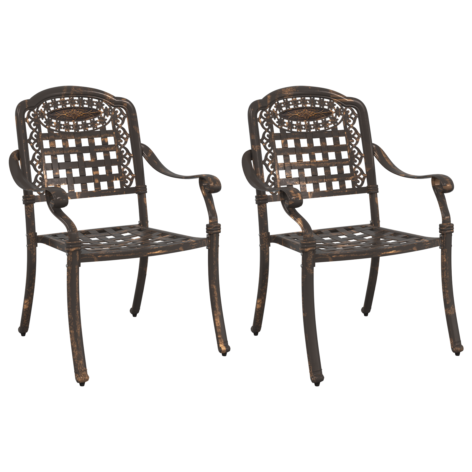 Garden Chairs 2 pcs Bronze Cast Aluminium - Image 2