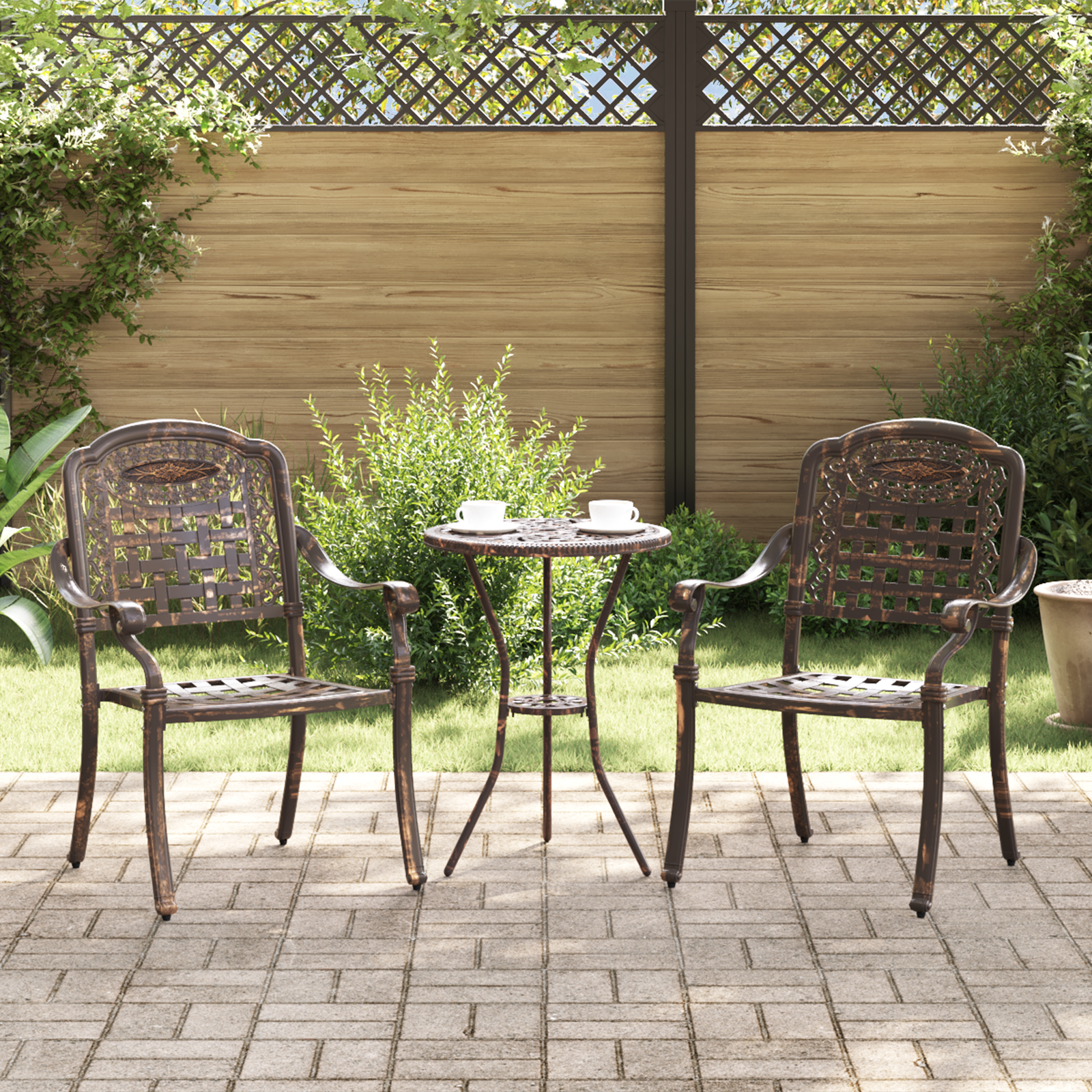 Garden Chairs 2 pcs Bronze Cast Aluminium