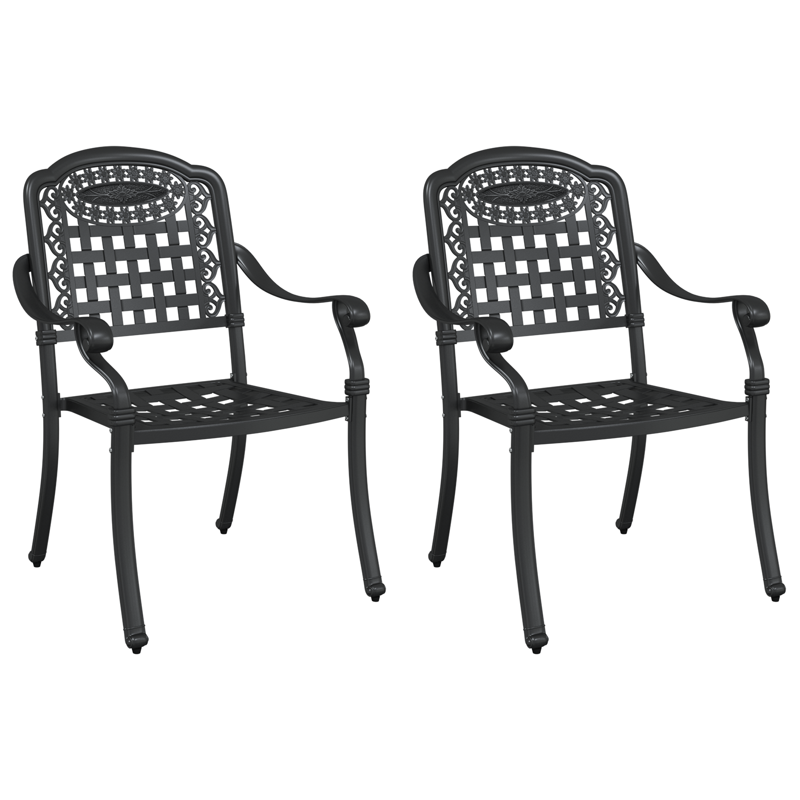 Garden Chairs - Set of 2, Black Cast Aluminum - Image 2