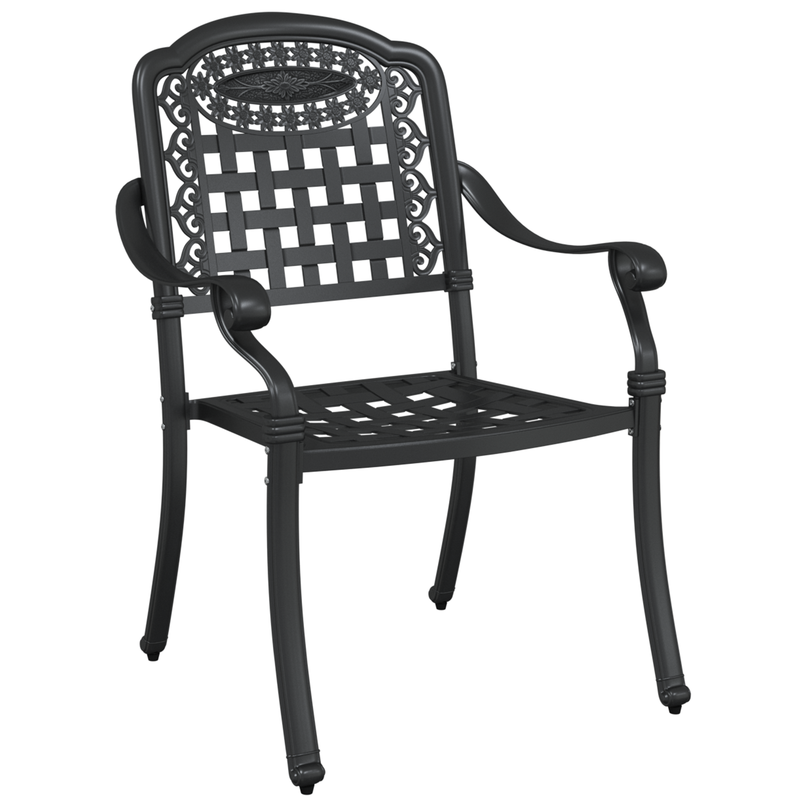 Garden Chairs - Set of 2, Black Cast Aluminum - Image 3