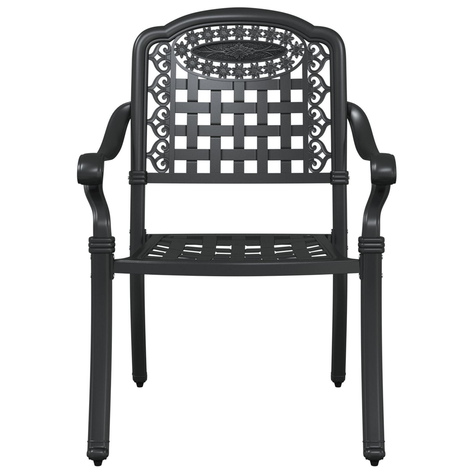 Garden Chairs - Set of 2, Black Cast Aluminum - Image 4