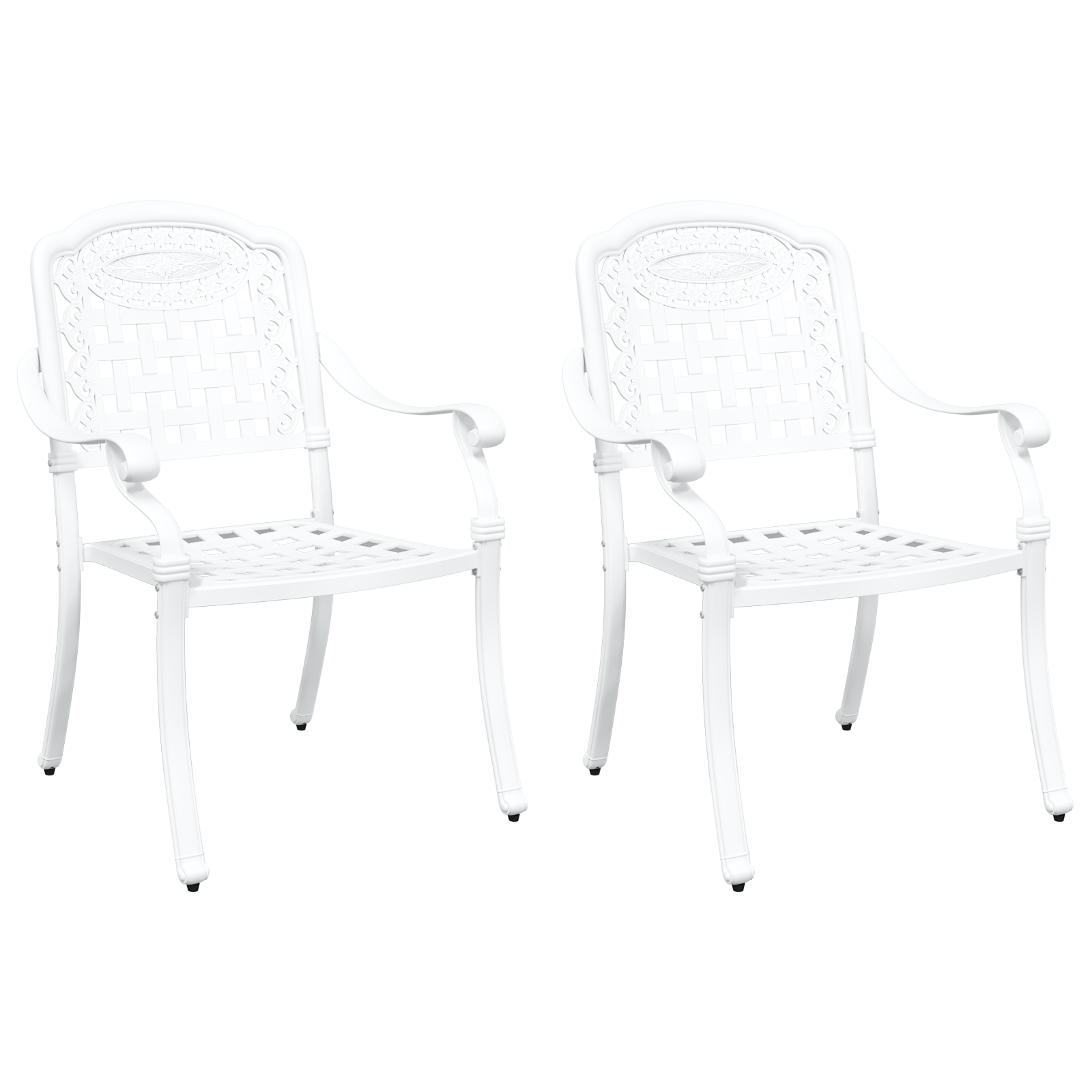 Garden Chairs 2 pcs White Cast Aluminum - Image 2