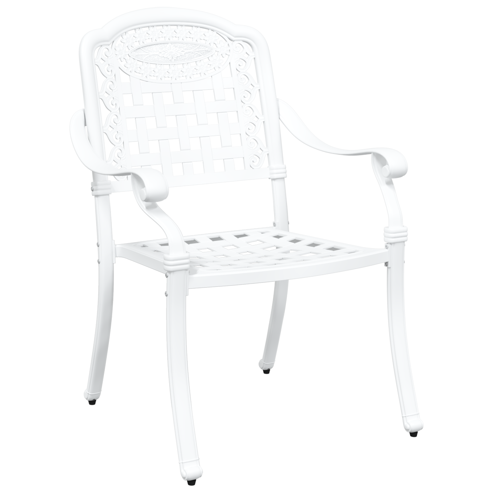 Garden Chairs 2 pcs White Cast Aluminum - Image 3