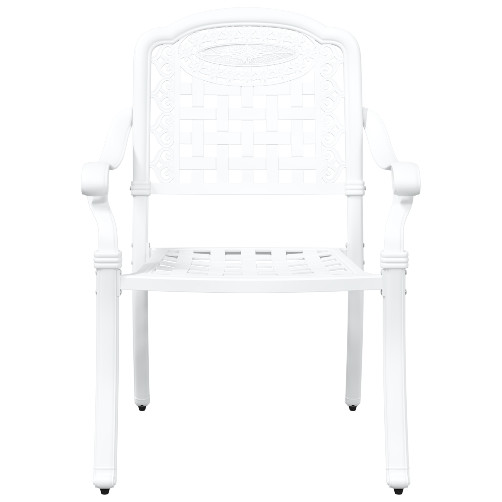 Garden Chairs 2 pcs White Cast Aluminum - Image 4