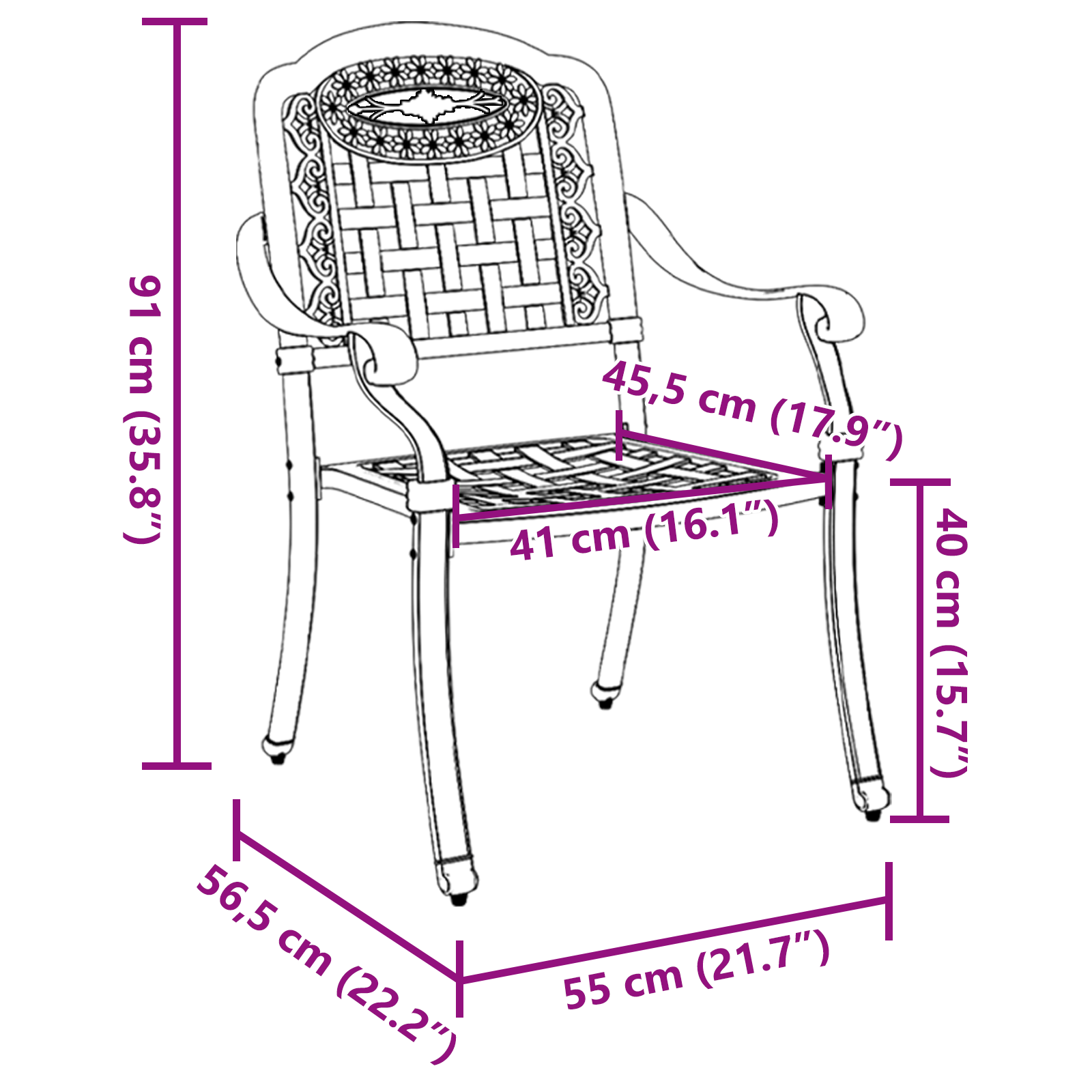 Garden Chairs 2 pcs White Cast Aluminum - Image 10