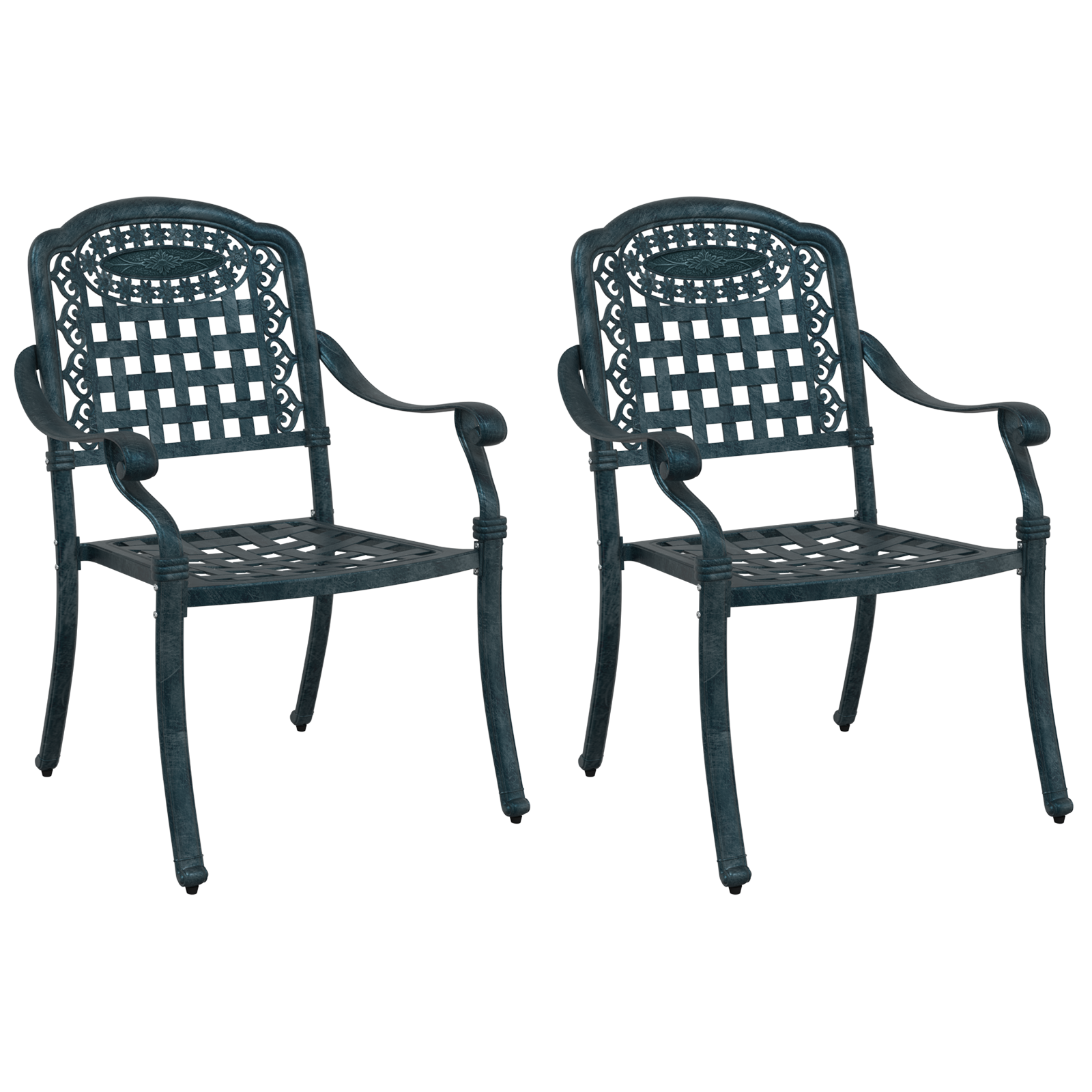 Outdoor Dining Chairs Hunter Green Aluminium 55 x 56.5 x 91 cm - Image 2