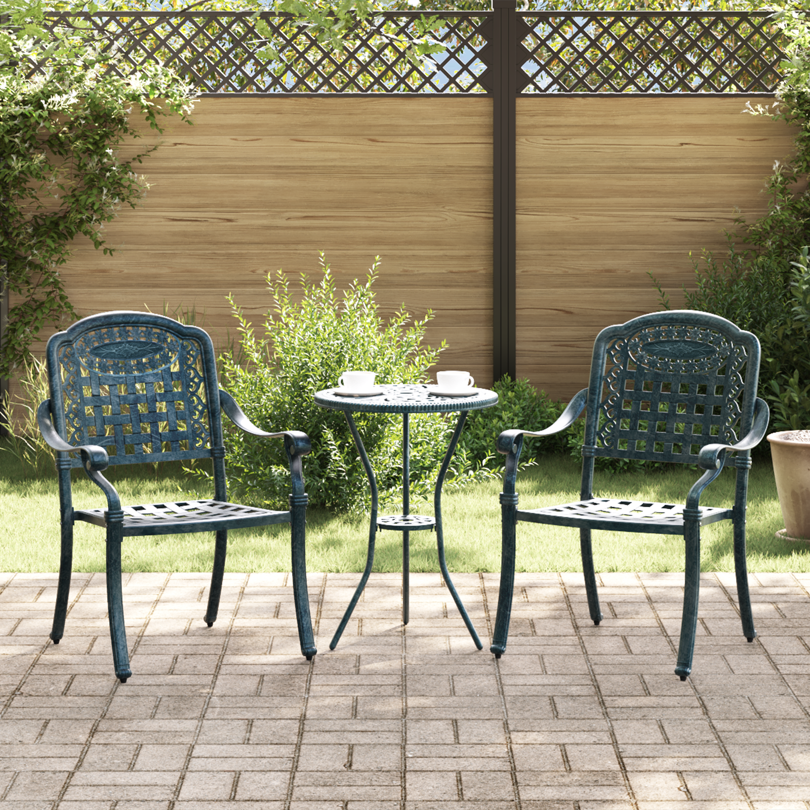 Outdoor Dining Chairs Hunter Green Aluminium 55 x 56.5 x 91 cm