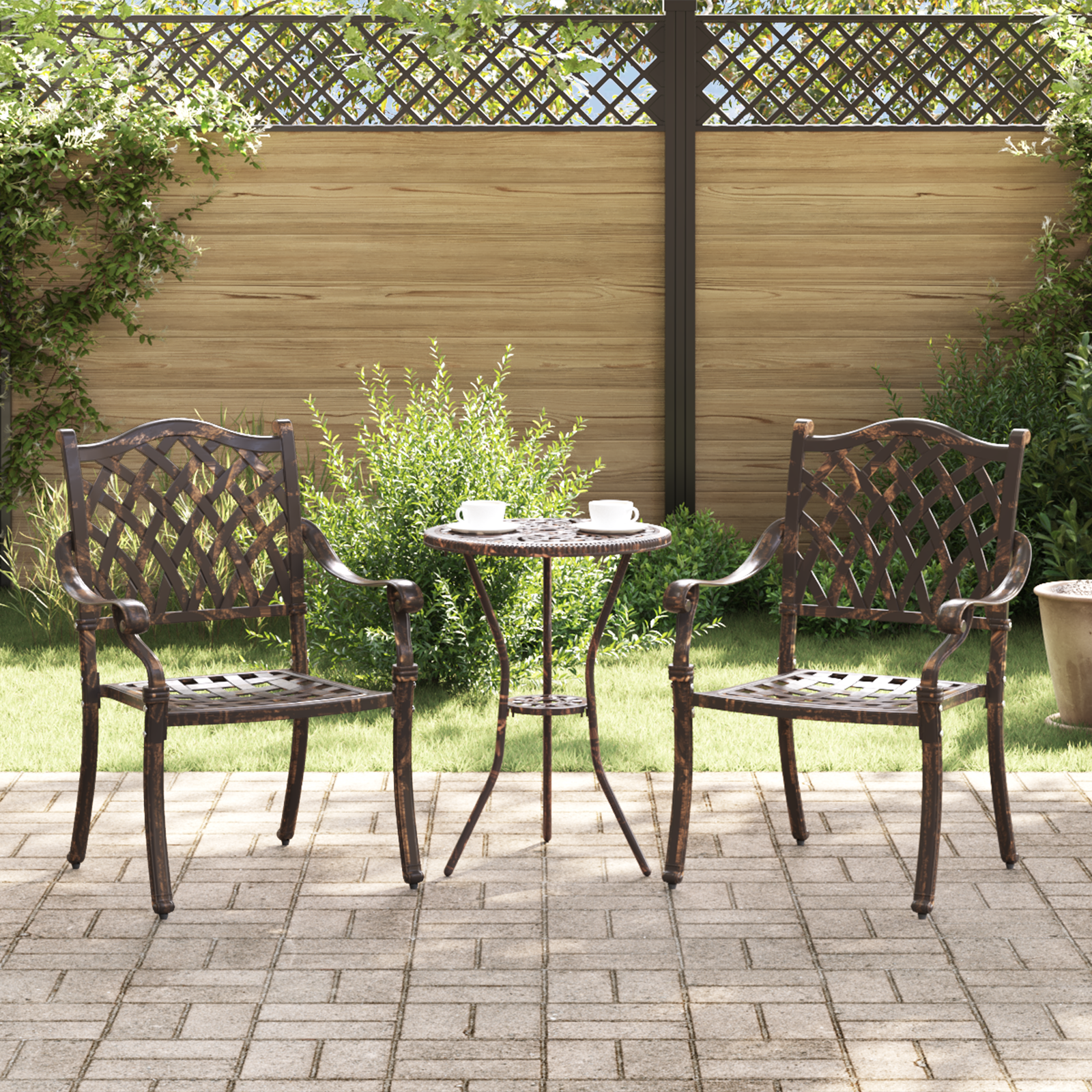 Garden Chairs 2 pcs Bronze Cast Aluminium