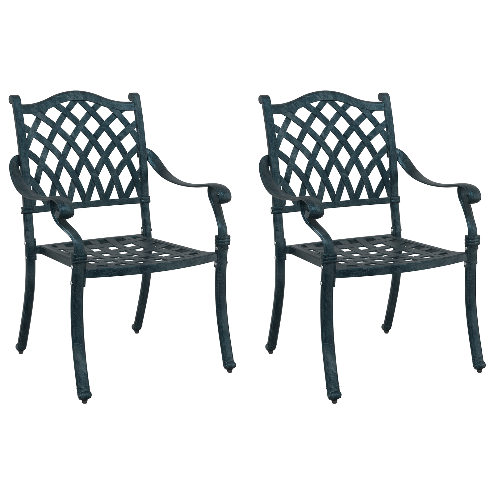 Garden Chairs 2 pcs Green Cast Aluminium - Image 2