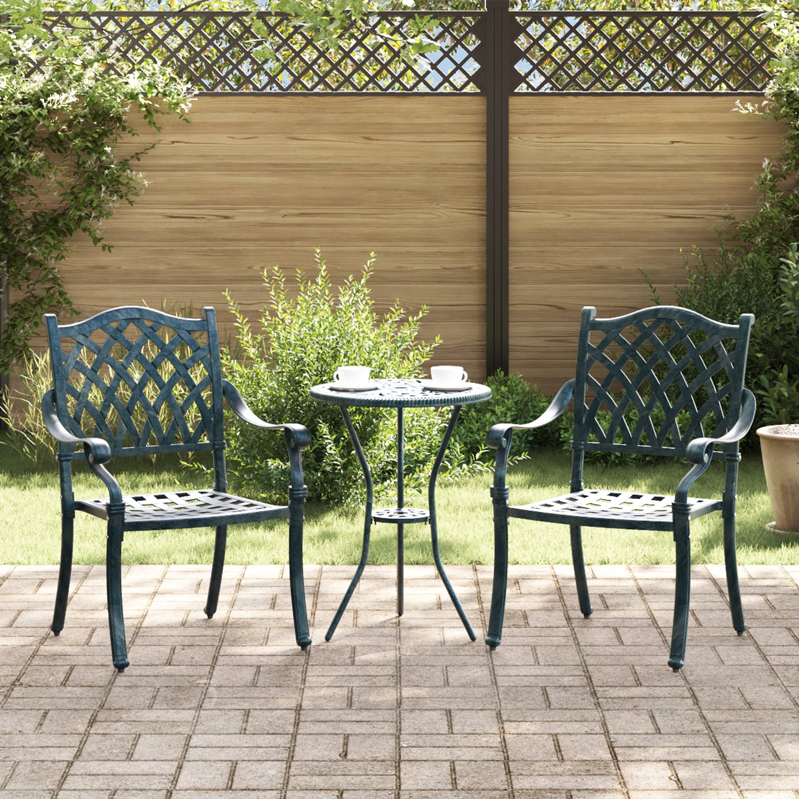 Garden Chairs 2 pcs Green Cast Aluminium