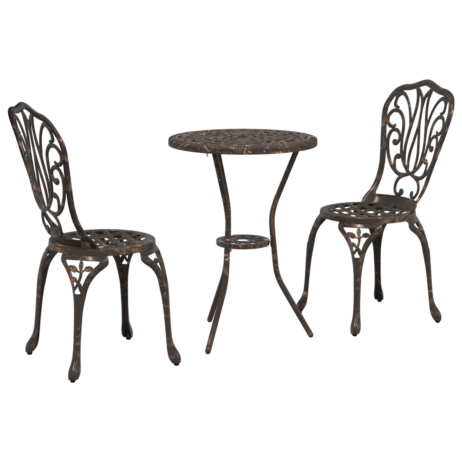 3-Piece Garden Bistro Set - Bronze Cast Aluminum - Image 2