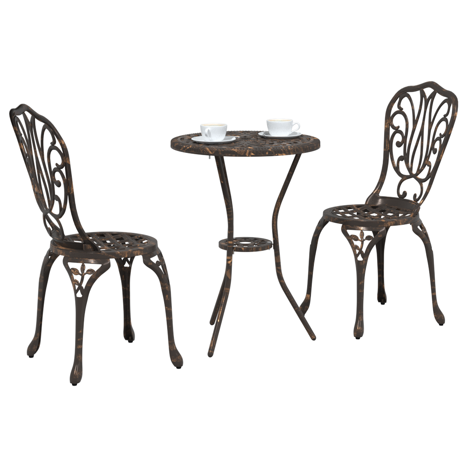 3-Piece Garden Bistro Set - Bronze Cast Aluminum - Image 3