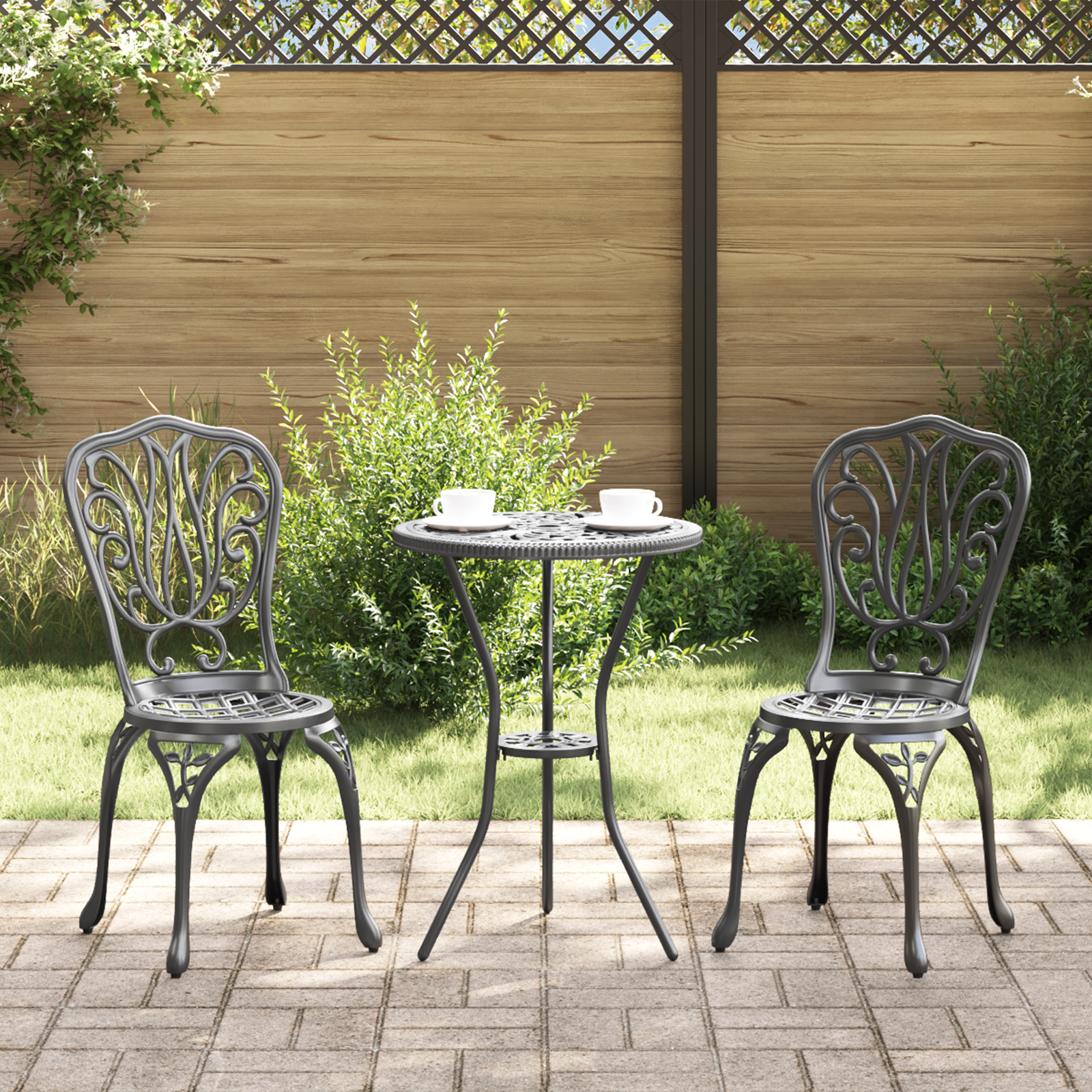 Thumbnail - vidaXL 3-tlg. Garten-Bistro-Set Schwarz Aluminiumguss