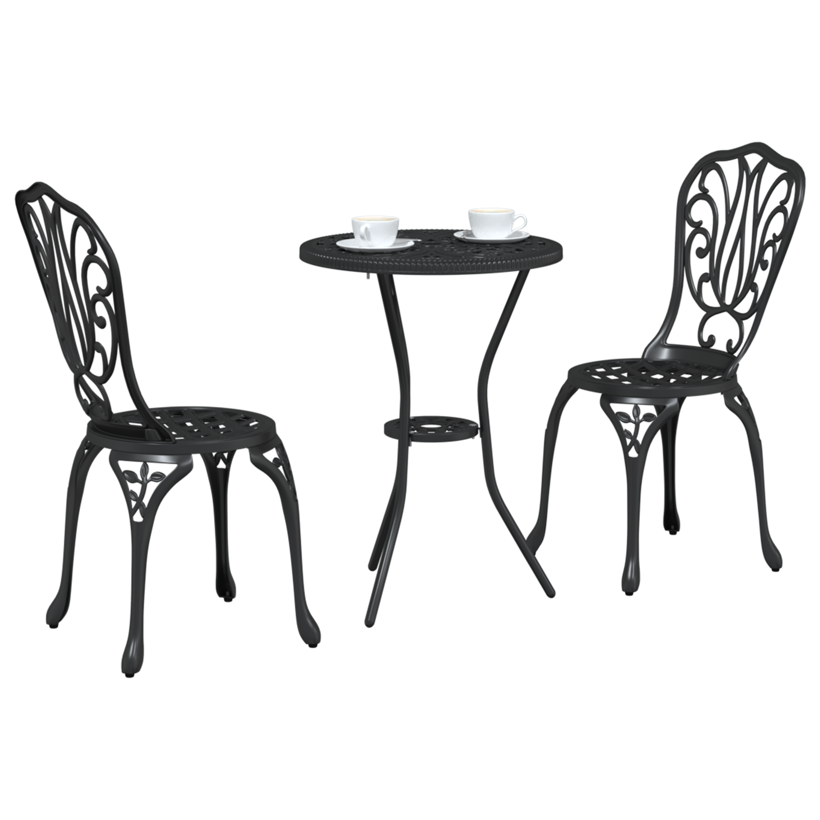 Thumbnail - vidaXL 3-tlg. Garten-Bistro-Set Schwarz Aluminiumguss