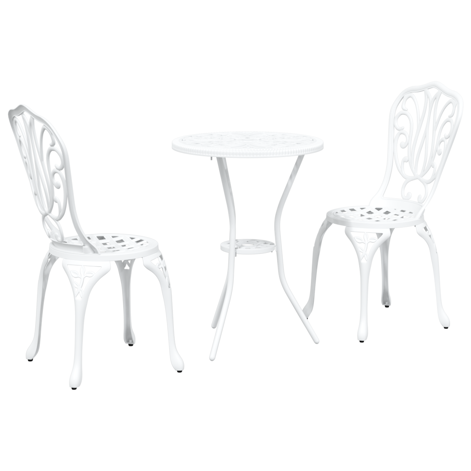 3-Piece Garden Bistro Set - White Cast Aluminum - Image 2
