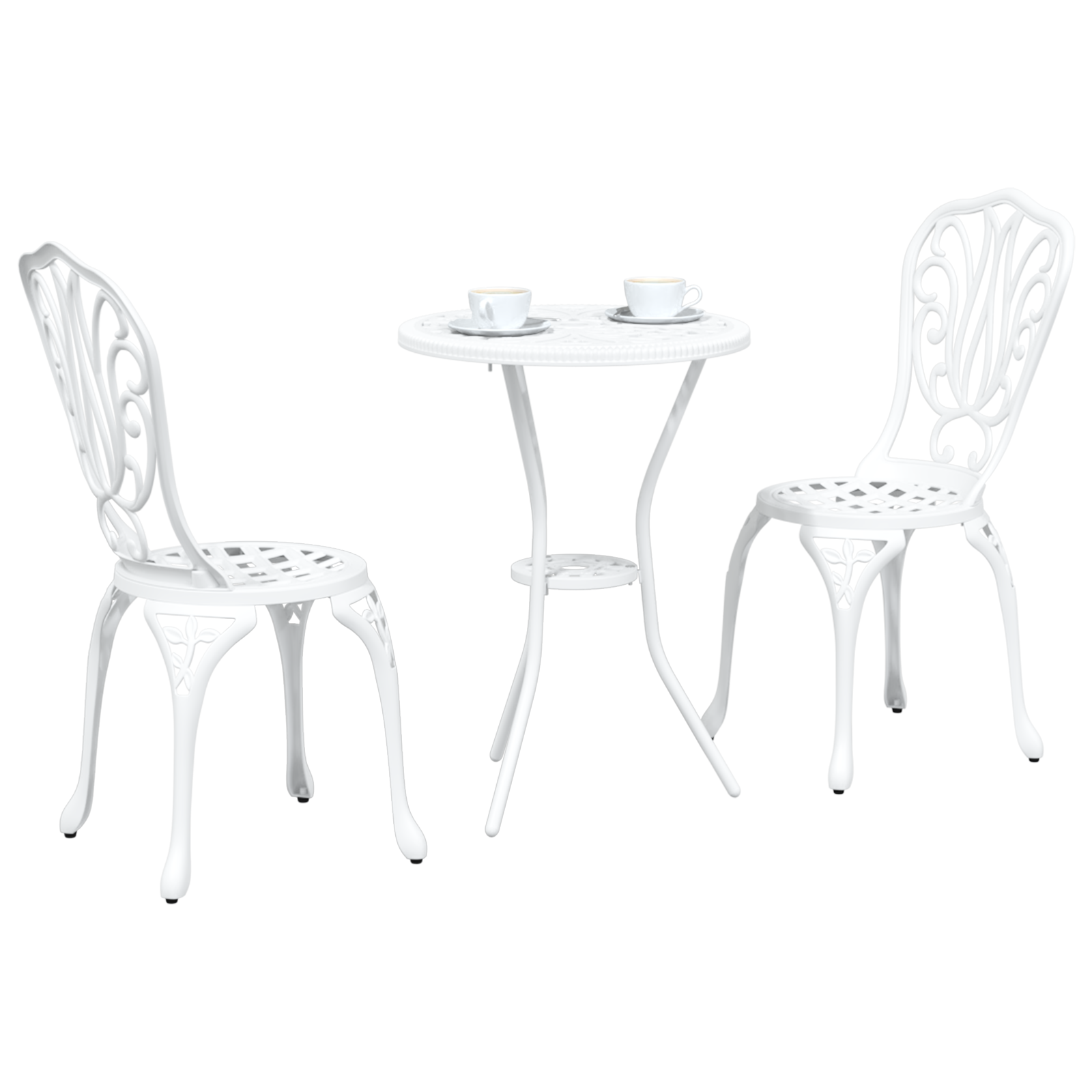 3-Piece Garden Bistro Set - White Cast Aluminum - Image 3