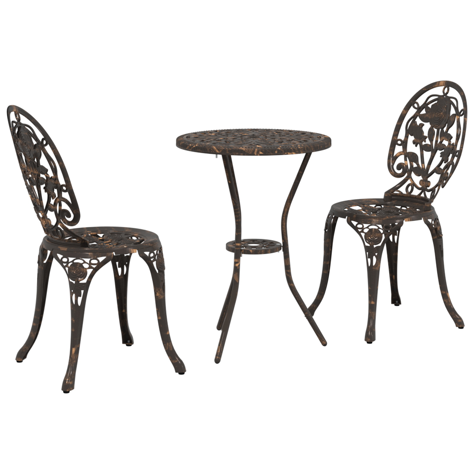 3 Piece Garden Bistro Set Bronze Cast Aluminium - Image 2