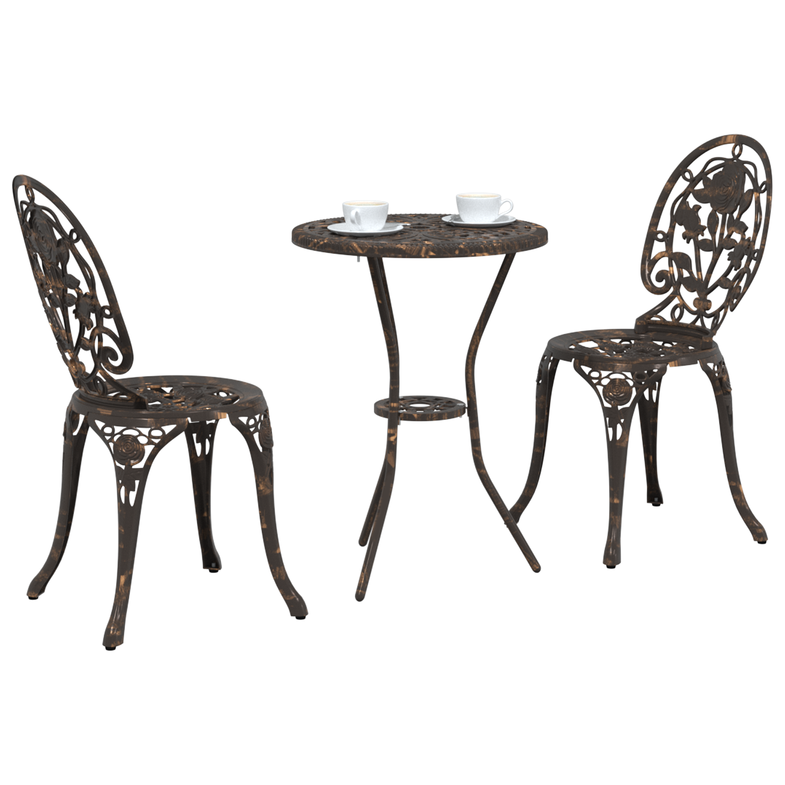 3 Piece Garden Bistro Set Bronze Cast Aluminium - Image 3