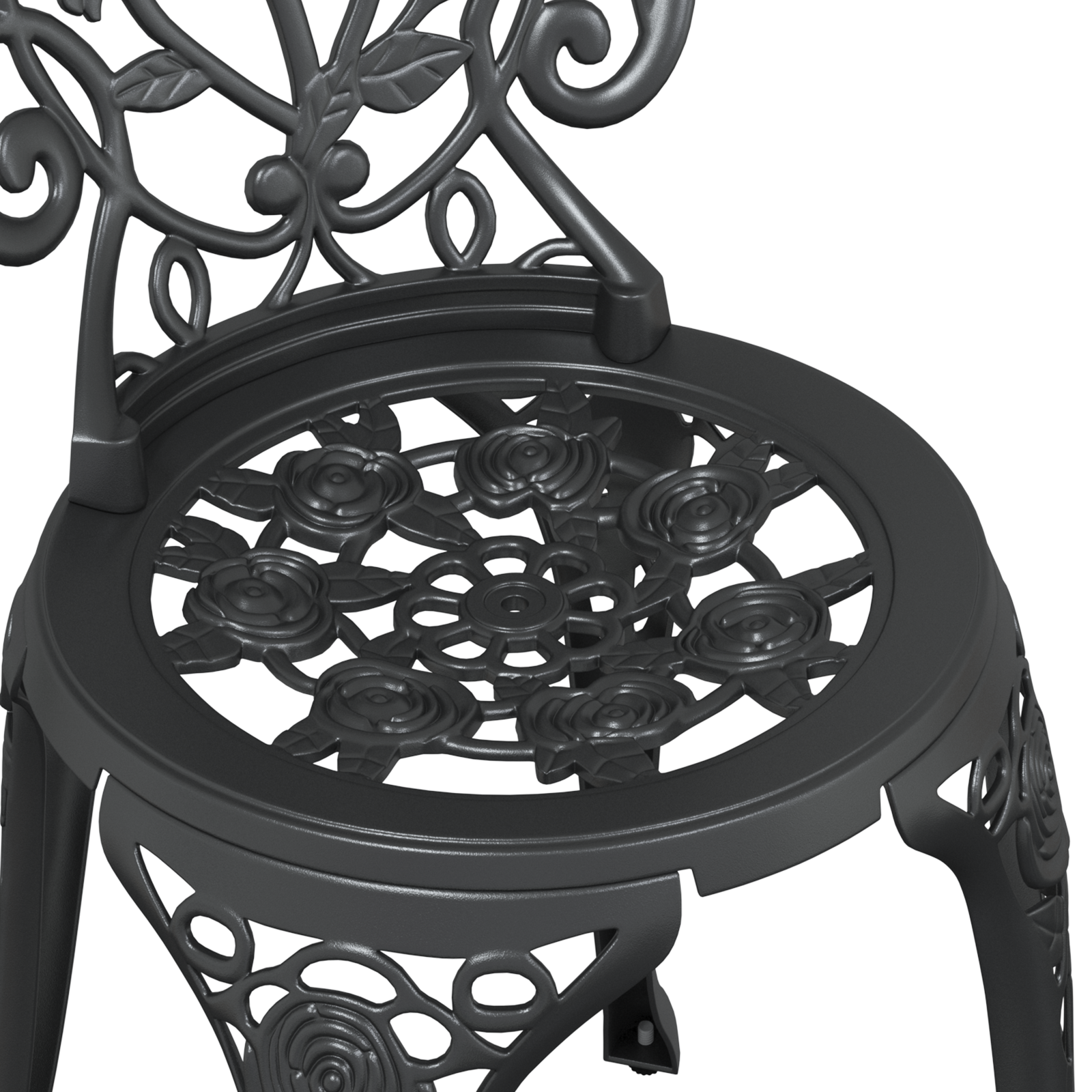 3 Piece Garden Bistro Set Black Cast Aluminium - Image 11