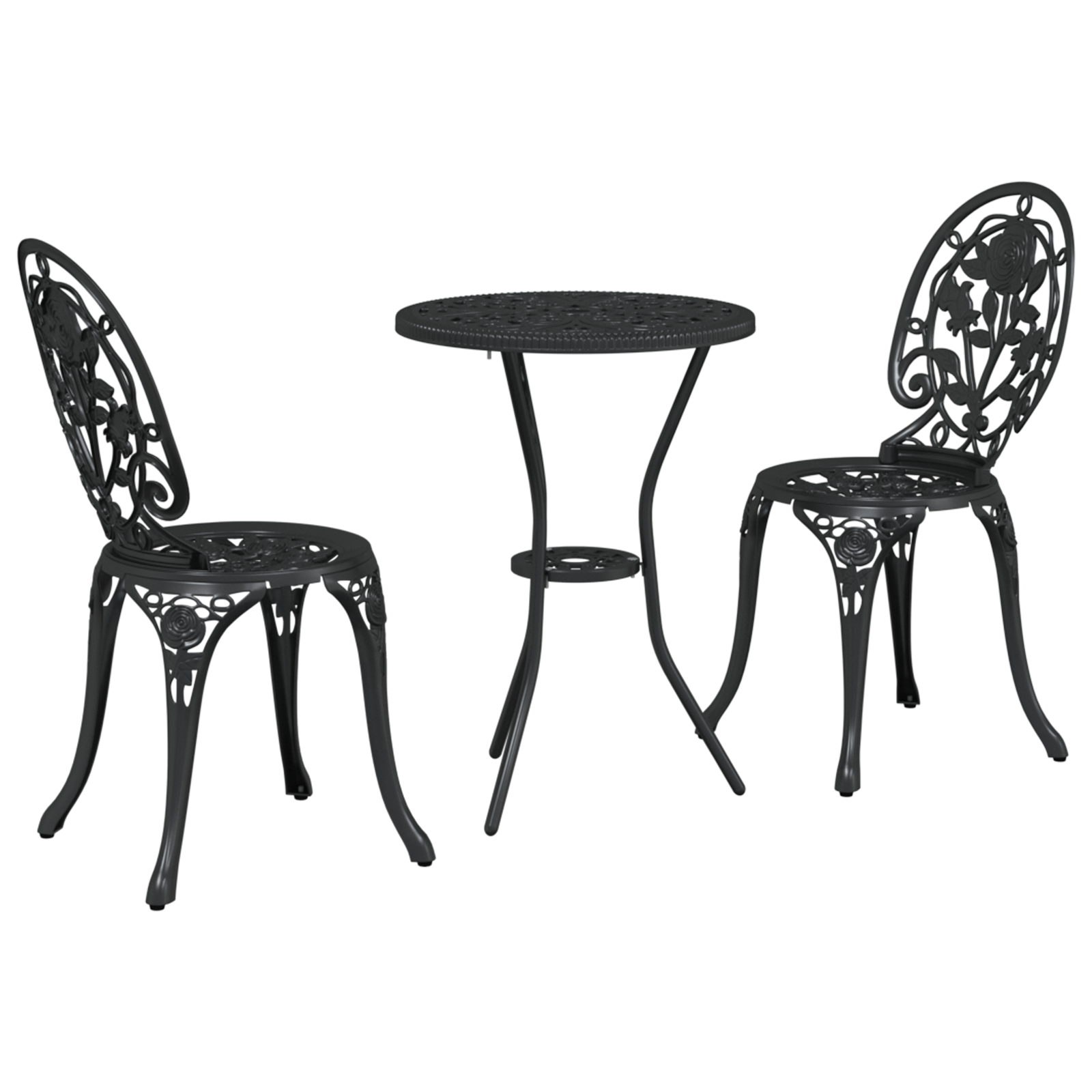 3 Piece Garden Bistro Set Black Cast Aluminium - Image 2