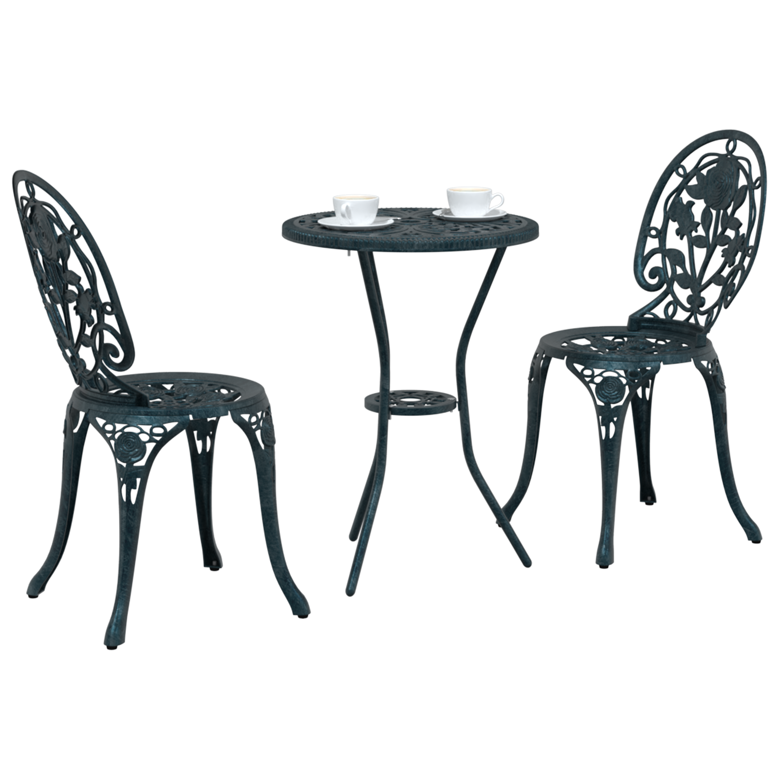 3-Piece Garden Bistro Set - Green Cast Aluminum - Image 3