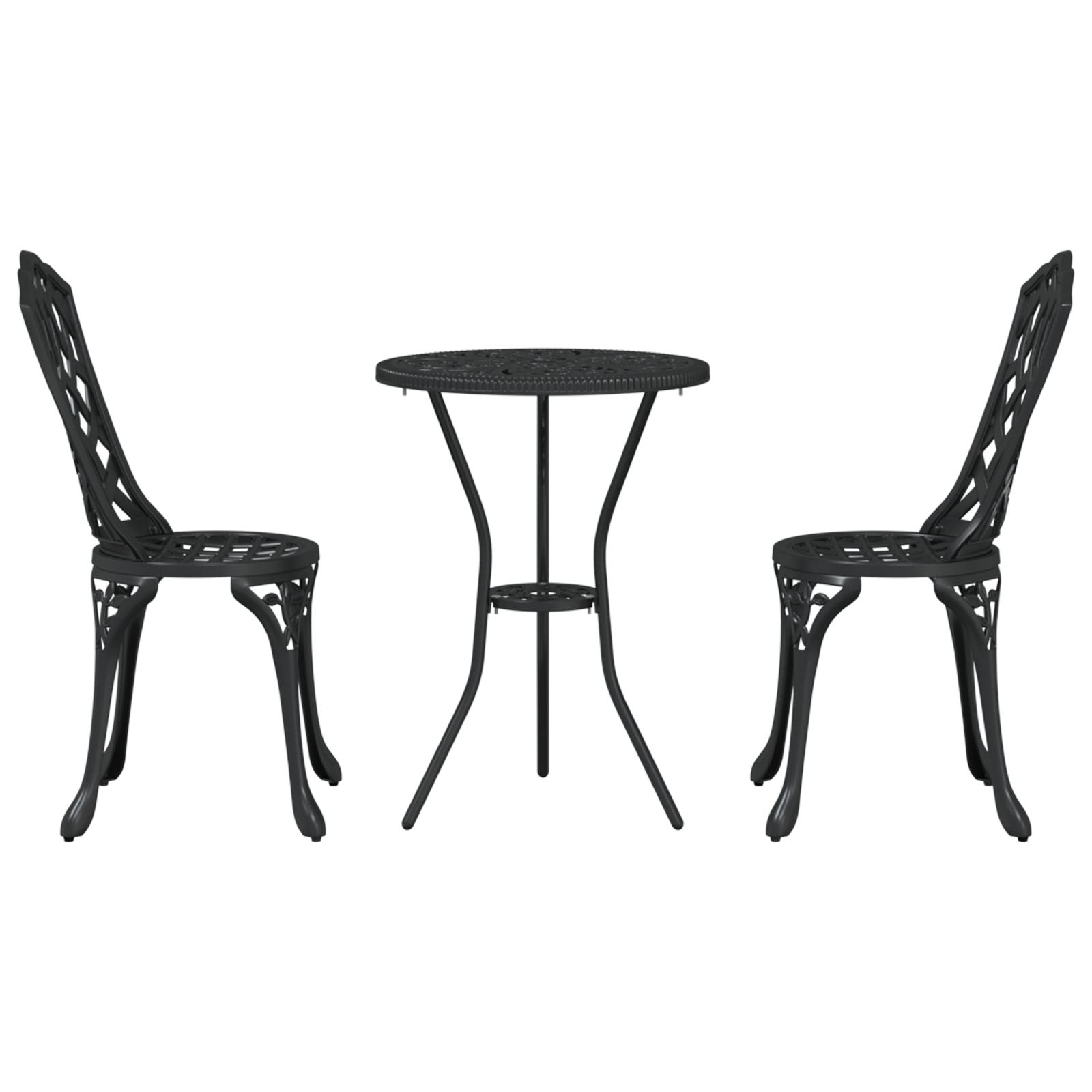3 Piece Garden Bistro Set - Black Cast Aluminum - Image 6