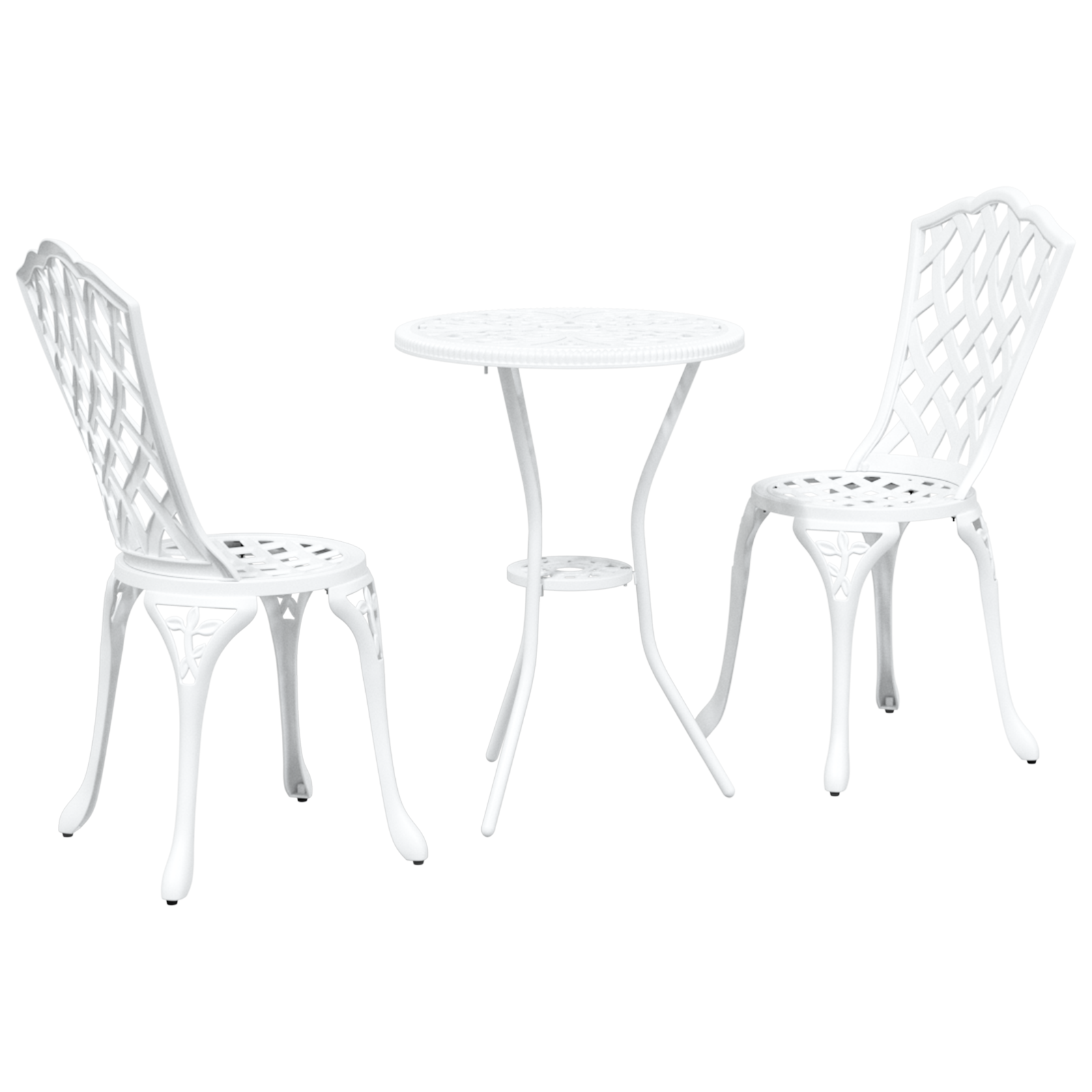 3-Piece White Cast Aluminum Garden Bistro Set - Image 2
